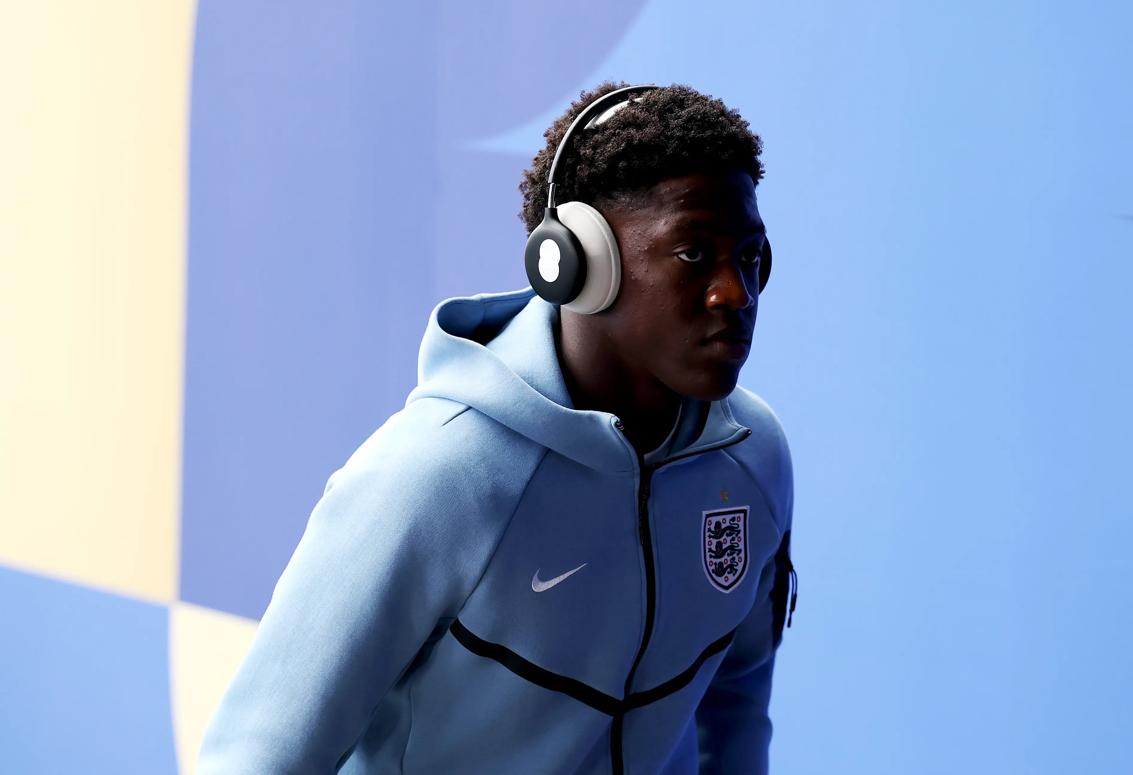 Kobbie Mainoo's headphones have been covered up. Image: Getty