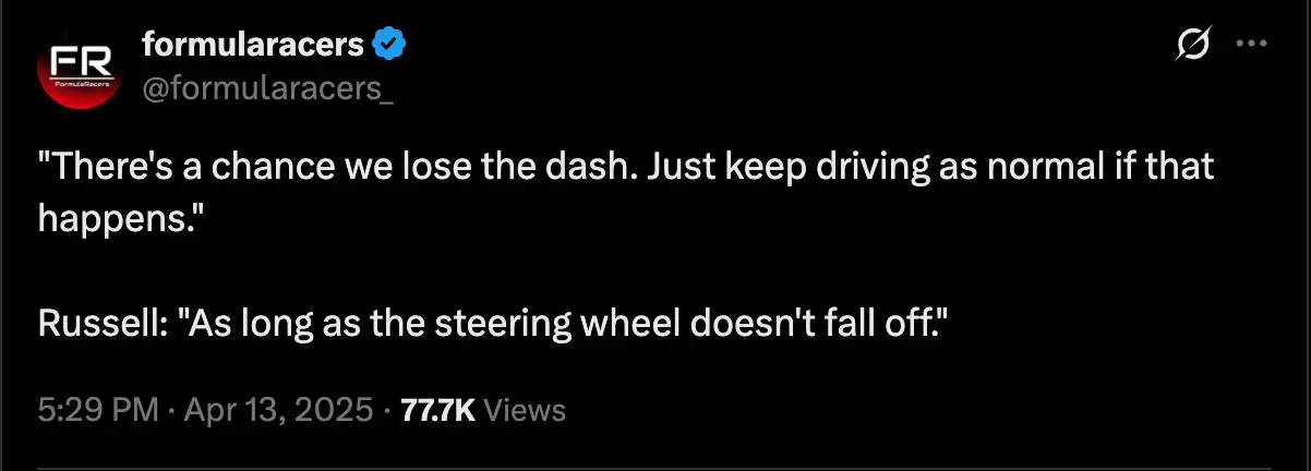 George Russell's team radio to race engineer Marcus Dudley (Twitter)