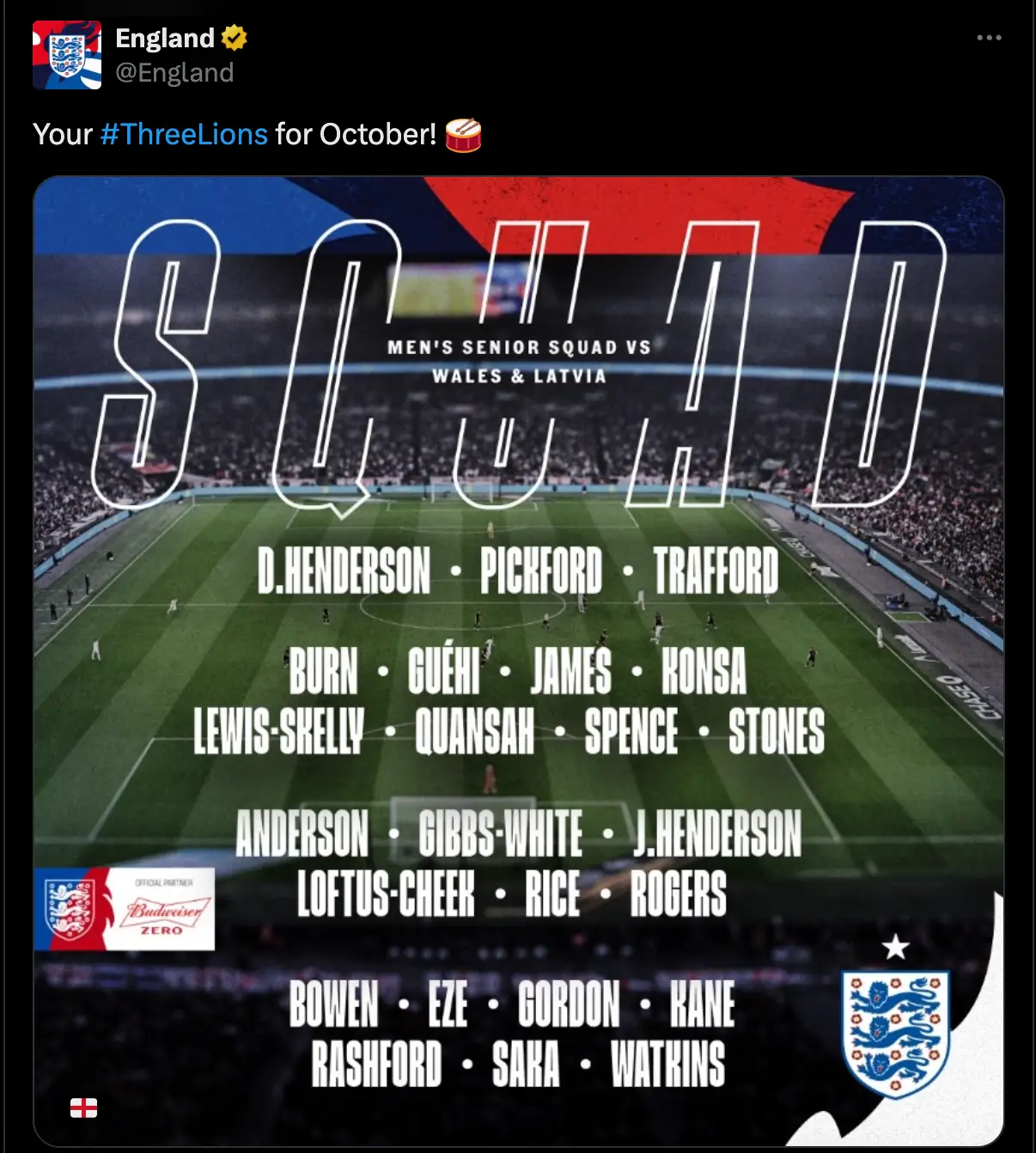 Image: Twitter/England