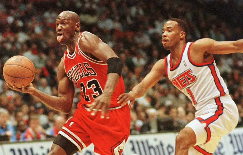 NBA legend Michael Jordan (left) pictured -