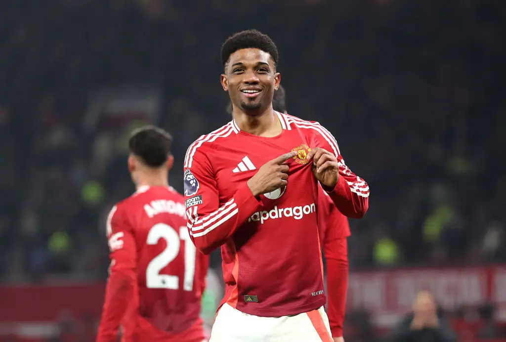Amad scored a hat trick for United on Thursday, just days after signing a new contract with the club. (Image: Getty)