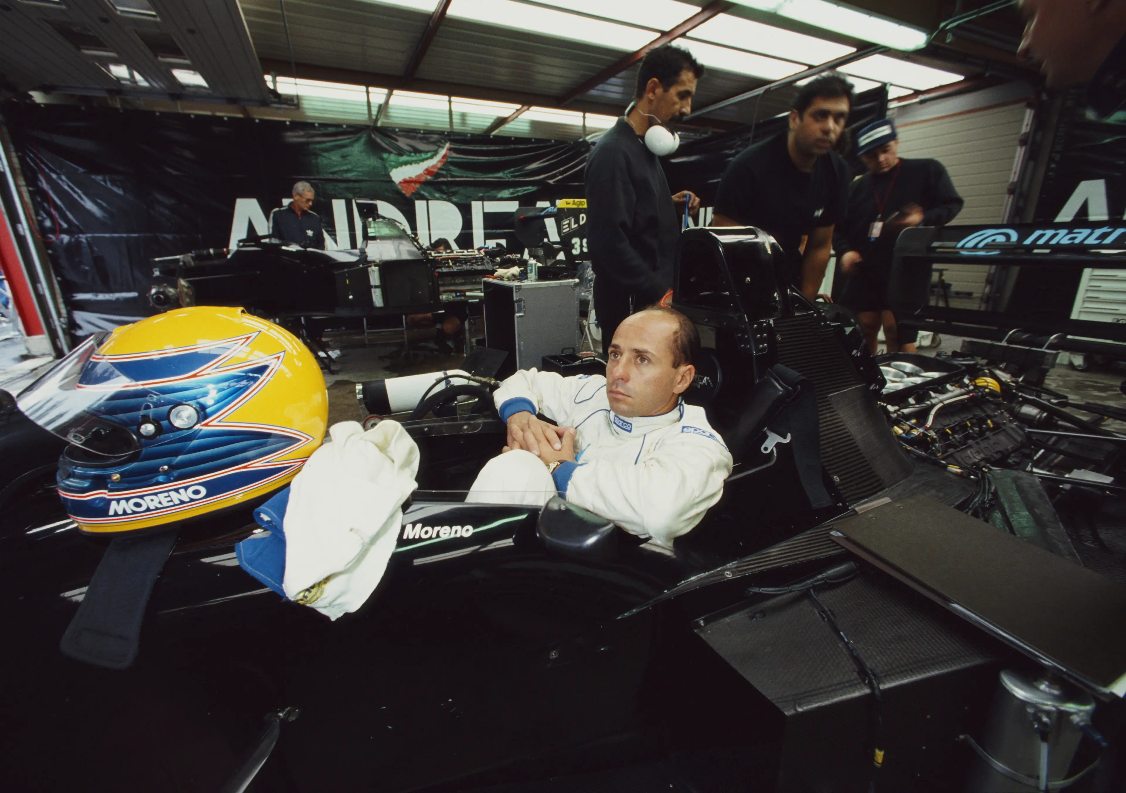 Andrea Moda driver Roberto Moreno at the Belgian Grand Prix   (Photo by Pascal Rondeau/Getty Images)