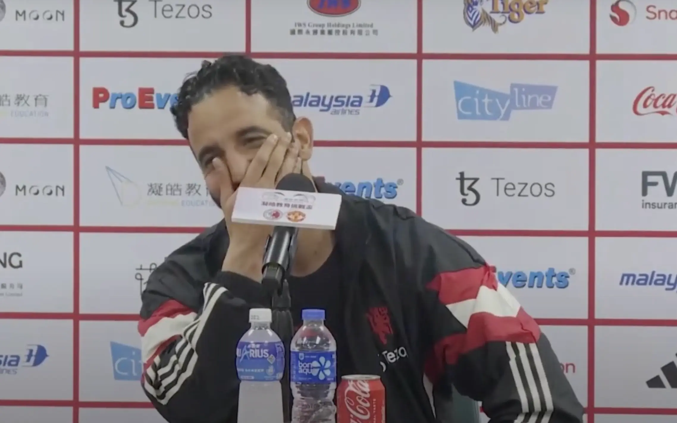 Amorim's reaction has got people talking online. Image credit: South China Morning Post/YouTube