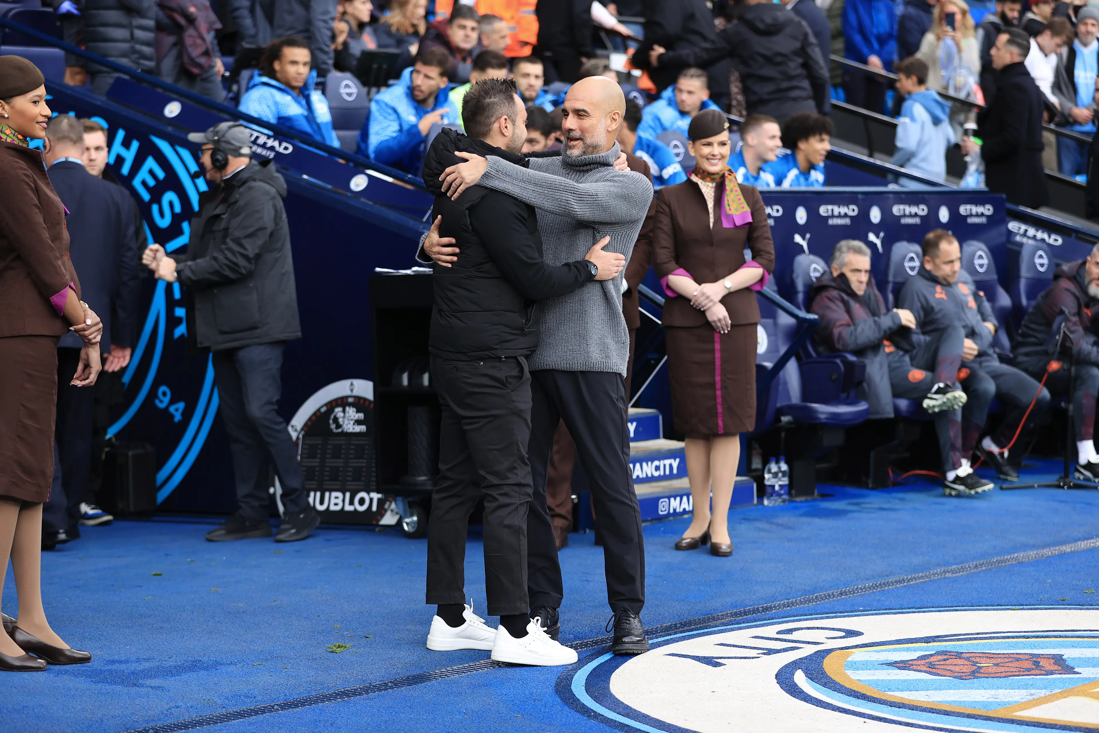 Pep Guardiola is a big admirer of Roberto De Zerbi. Image: Getty 