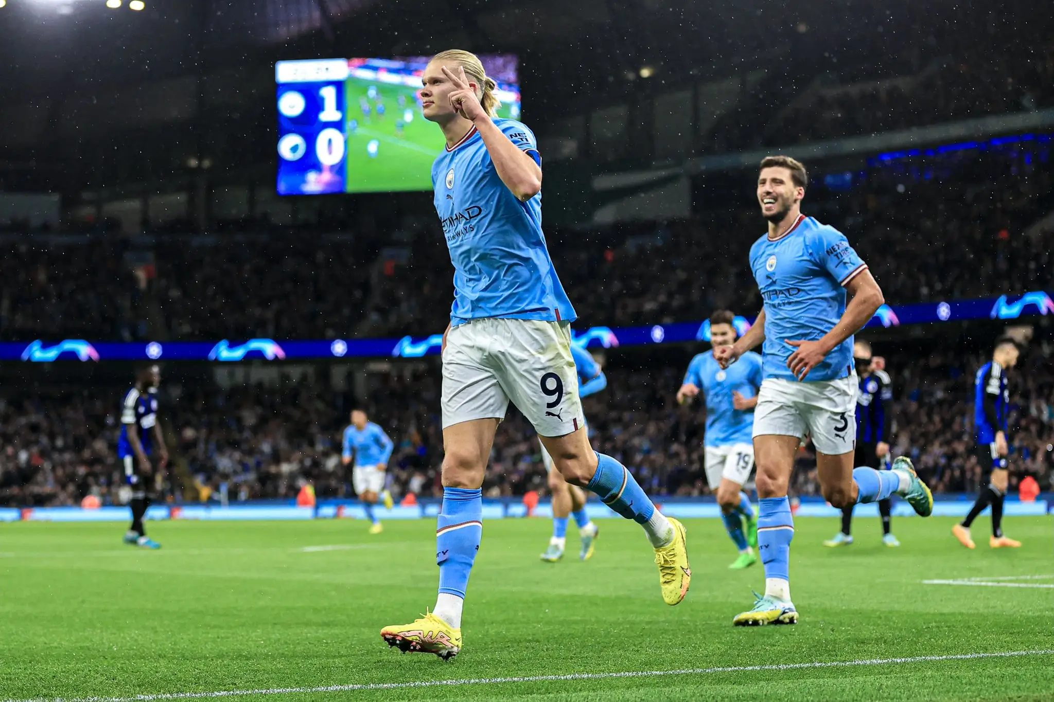 Erling Haaland in Champions League action for Manchester City (Alamy)