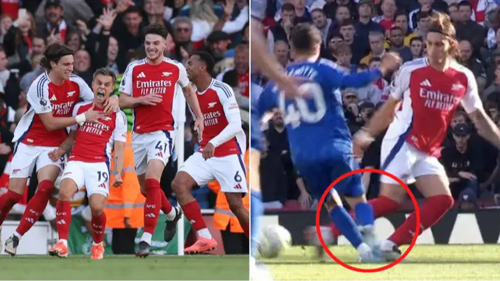 Fans stunned after Riccardo Calafiori avoids red card during Arsenal win vs Leicester