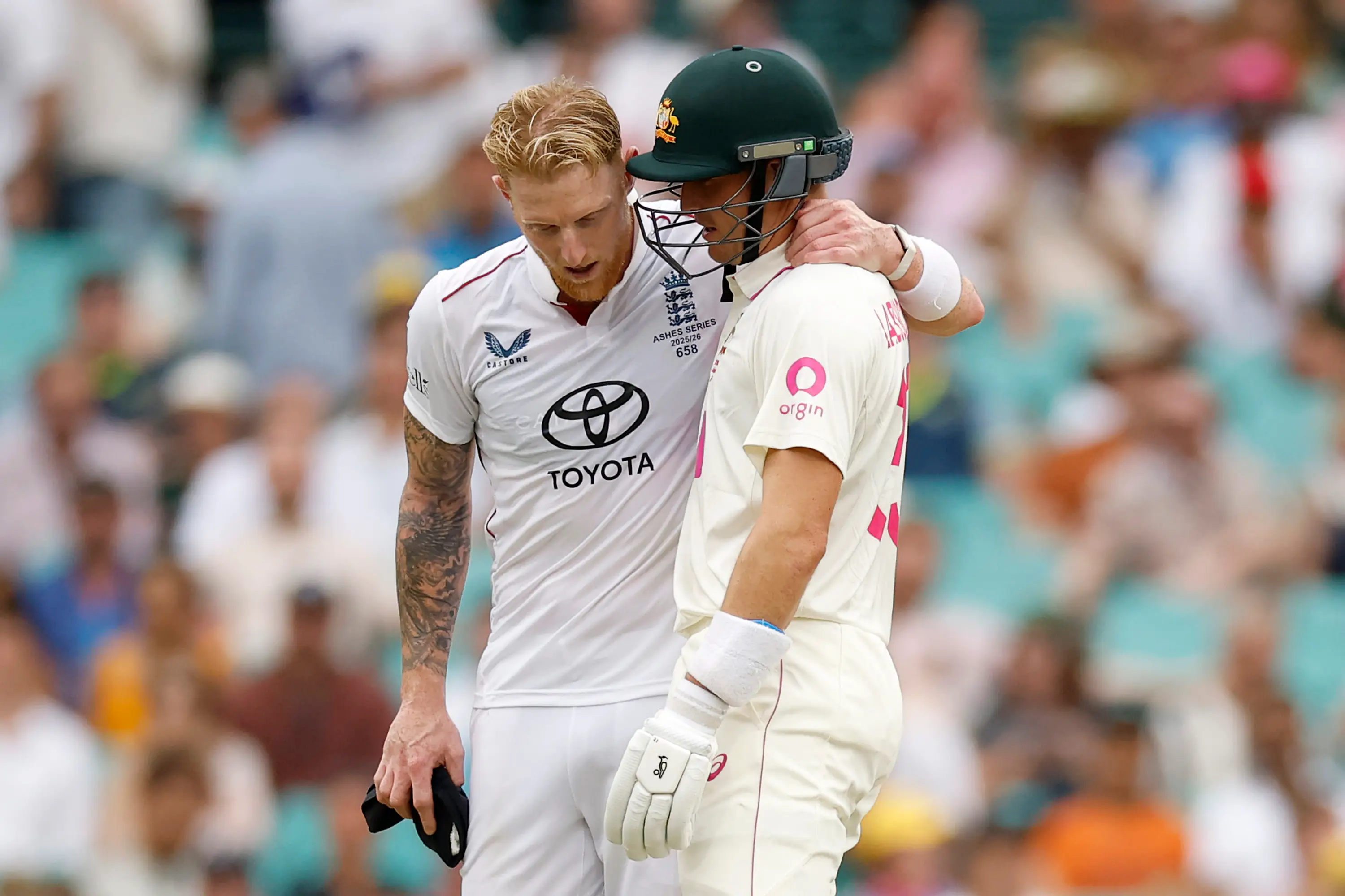Ben Stokes and Marnus Labuschagne clashed in an on-field row. Image: Getty