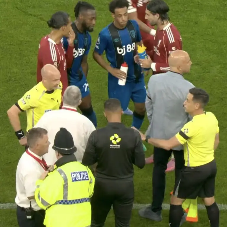 Liverpool and Bournemouth was stopped following the racist comment being reported. Image: Sky Sports