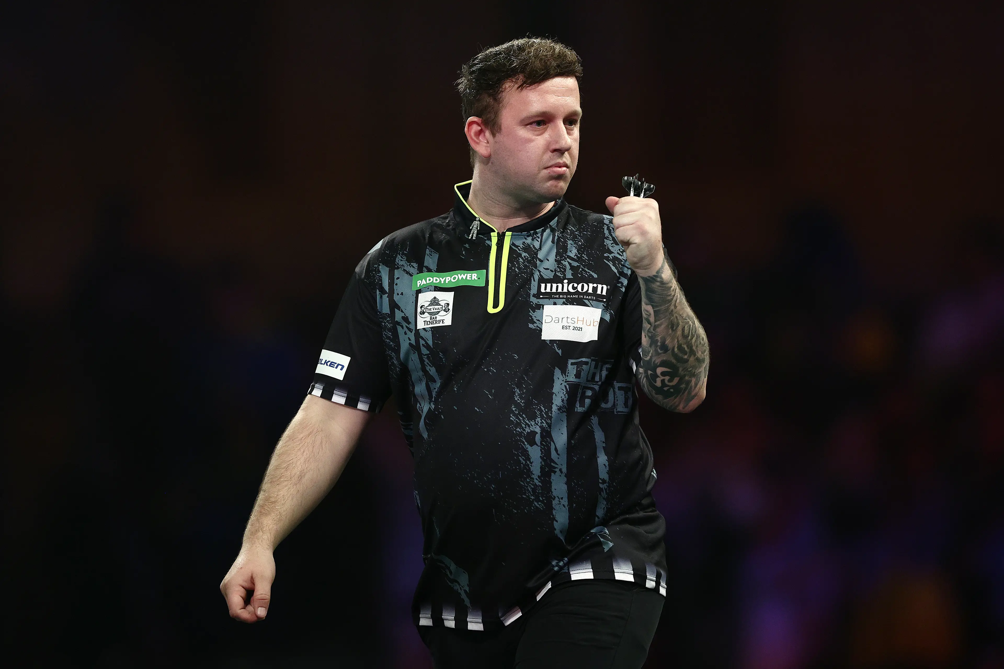 Callan Rydz in action at the World Darts Championship. Image: Getty