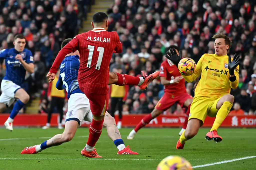 Mohamed Salah scoring against Ipswich (Credit:Getty)