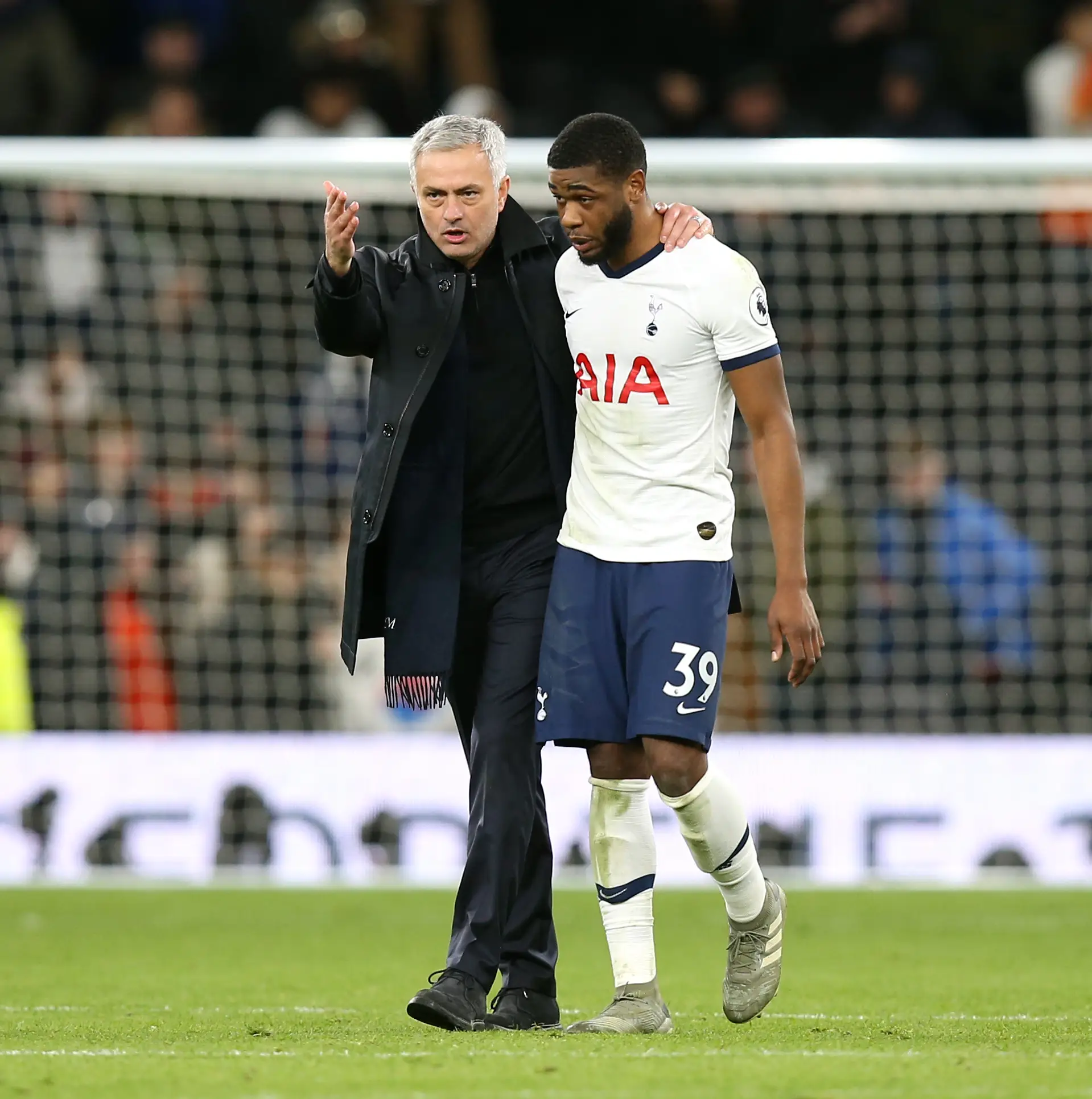 Jose Mourinho with Japhet Tanganga.
