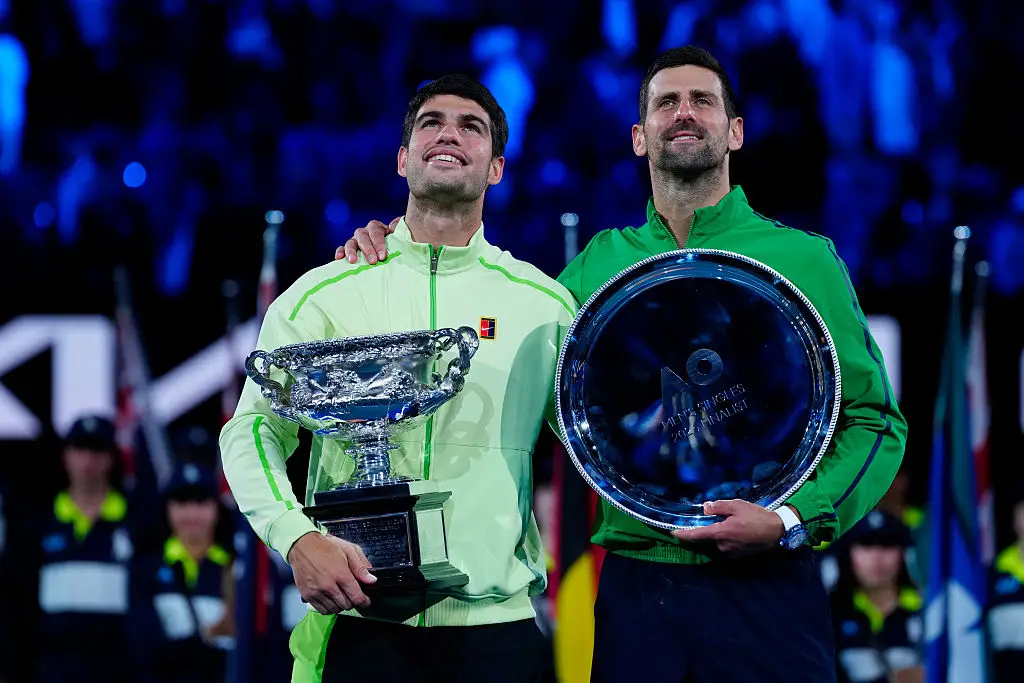 Alcaraz beat Novak Djokovic to win the Australian Open. (Image: Fred Lee/Getty Images)