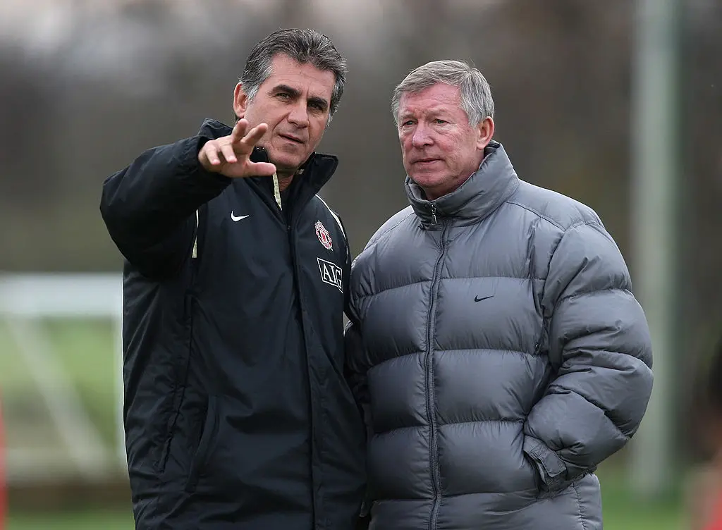 Sir Alex Ferguson pictured in 2007 alongside assistant manager Carlos Queiroz (Image: Getty)