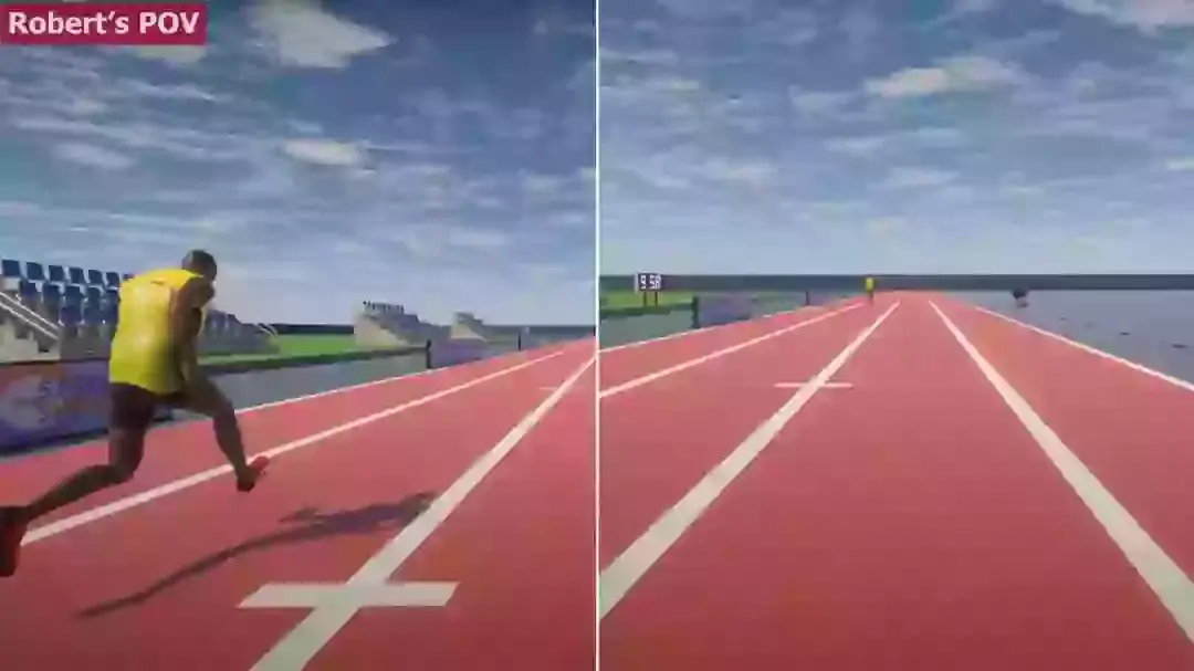 Incredible simulation from the POV of an 'average person' racing Usain Bolt shows exactly what would happen