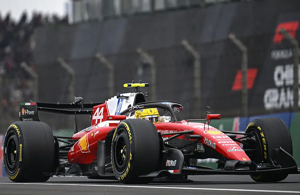Lewis Hamilton picked up his first podium of his Ferrari career in China. (Image: JADE GAO / AFP via Getty Images)
