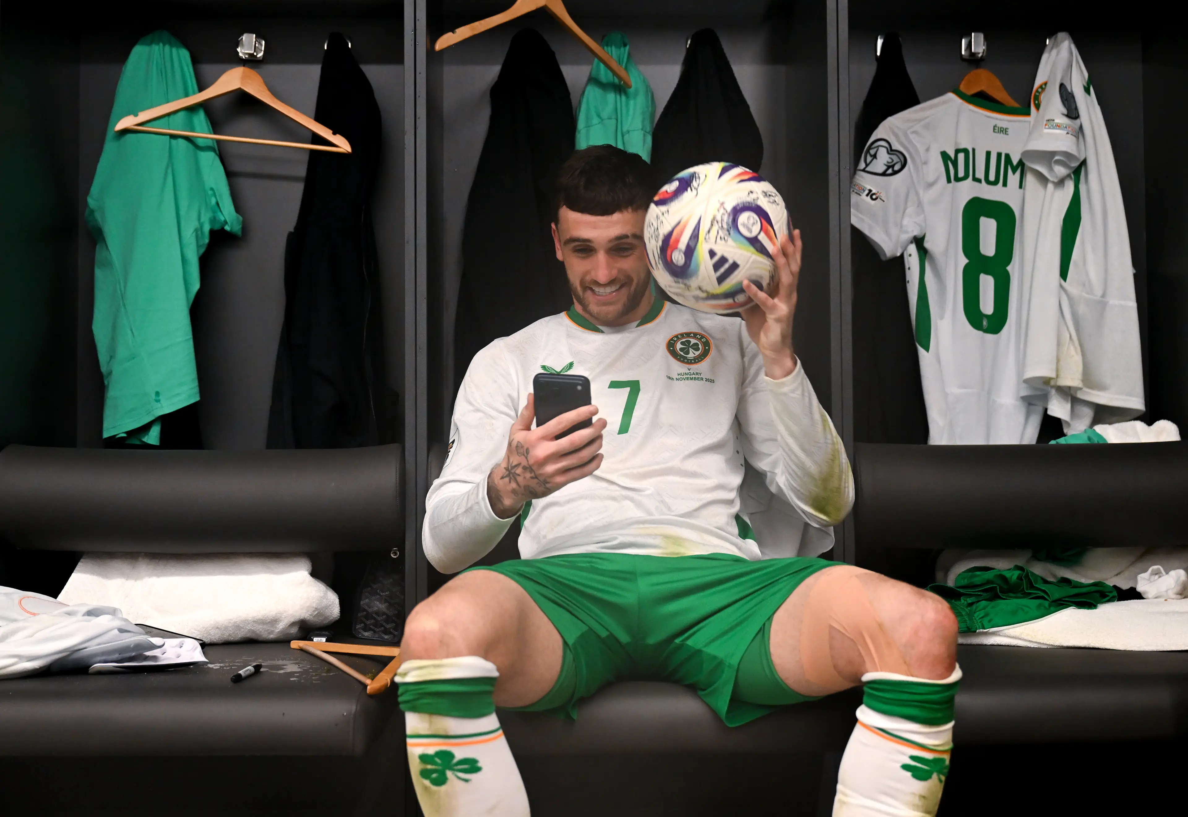 Troy Parrott scored a hat-trick as Ireland sealed a play-off spot. Image: Getty