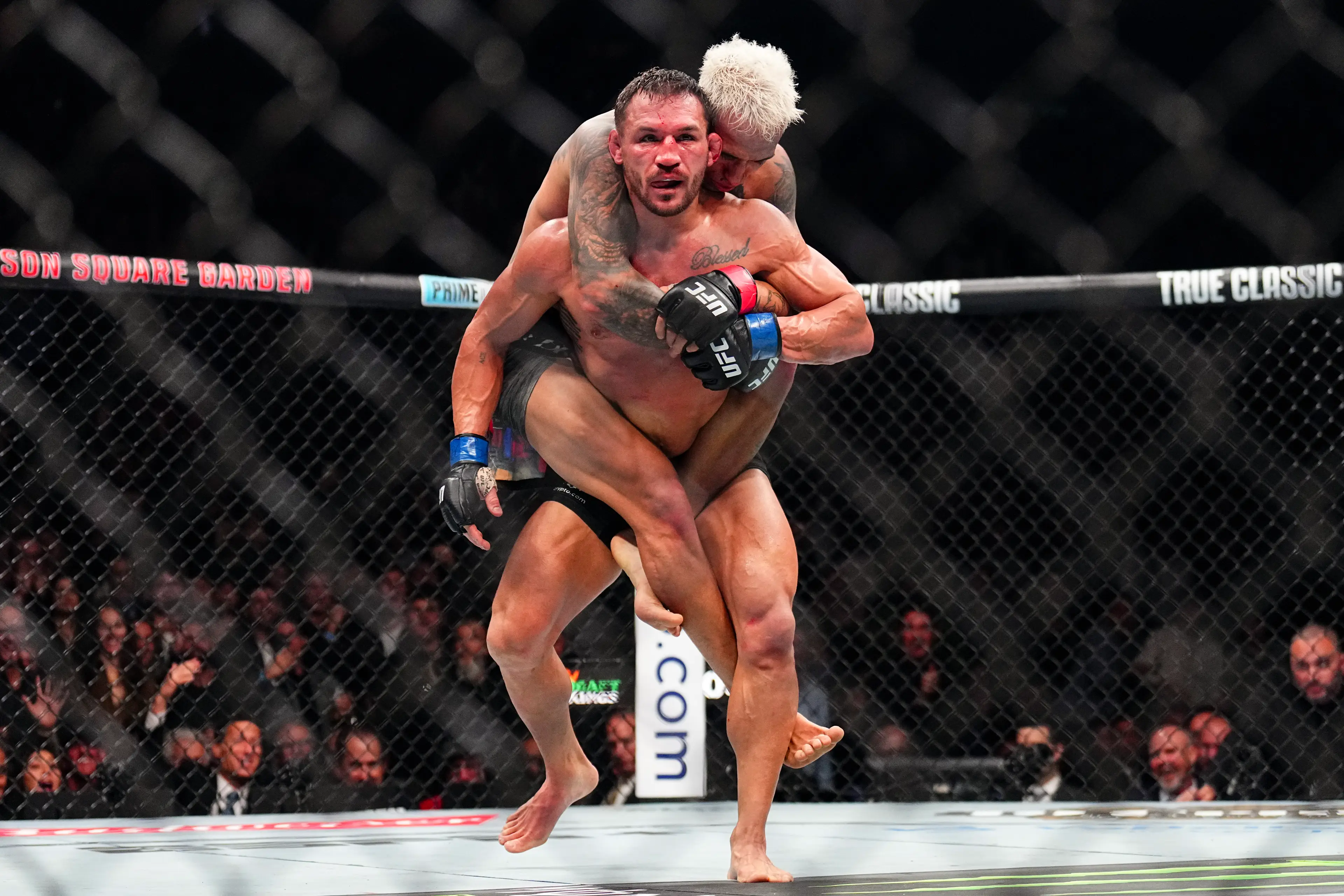Michael Chandler during his fight against Charles Oliveira at UFC 309. Image: Getty 