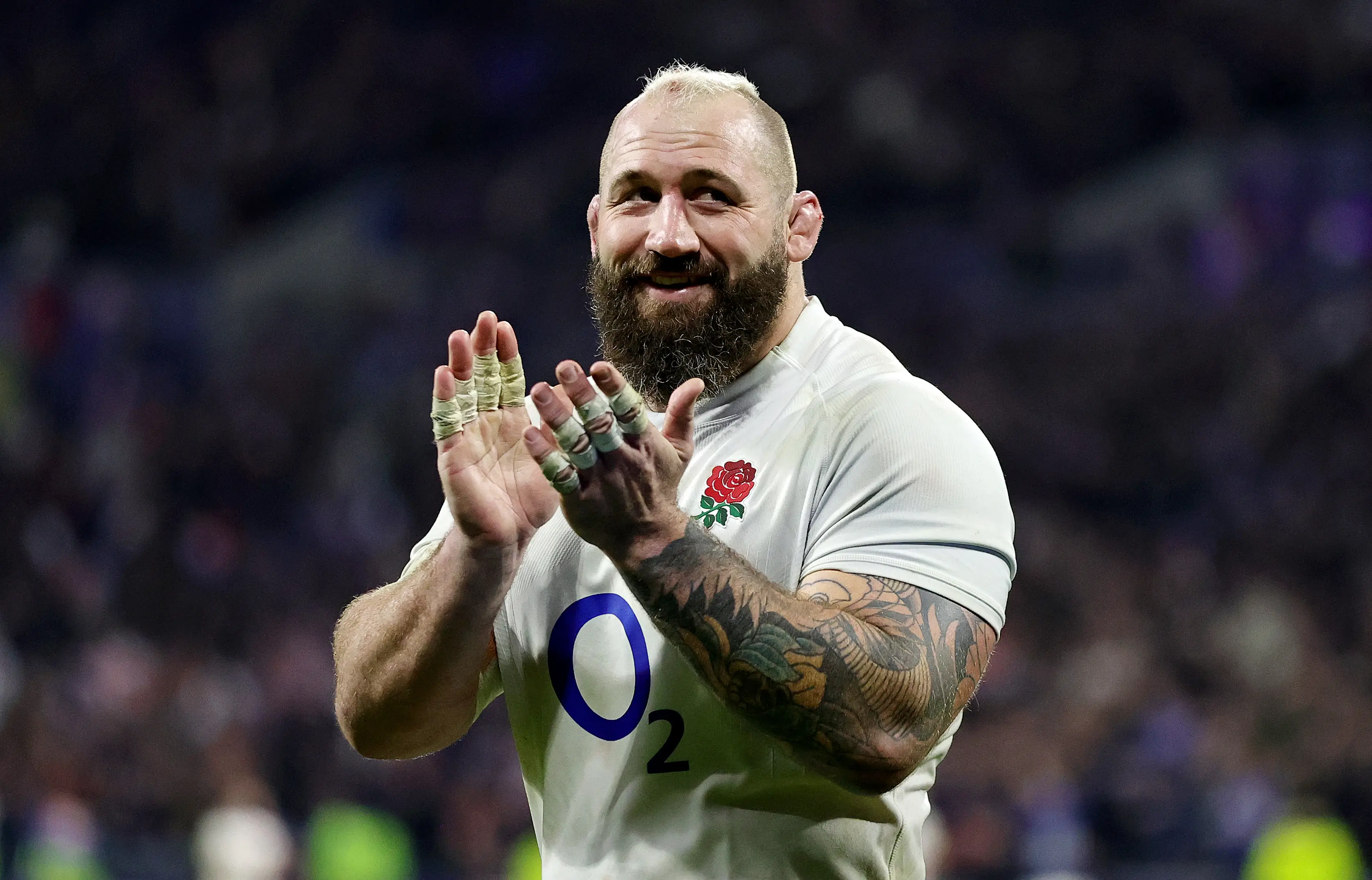 Joe Marler of England applauds the fans after the Guinness Six Nations 2024 match between France and England (Getty Images)