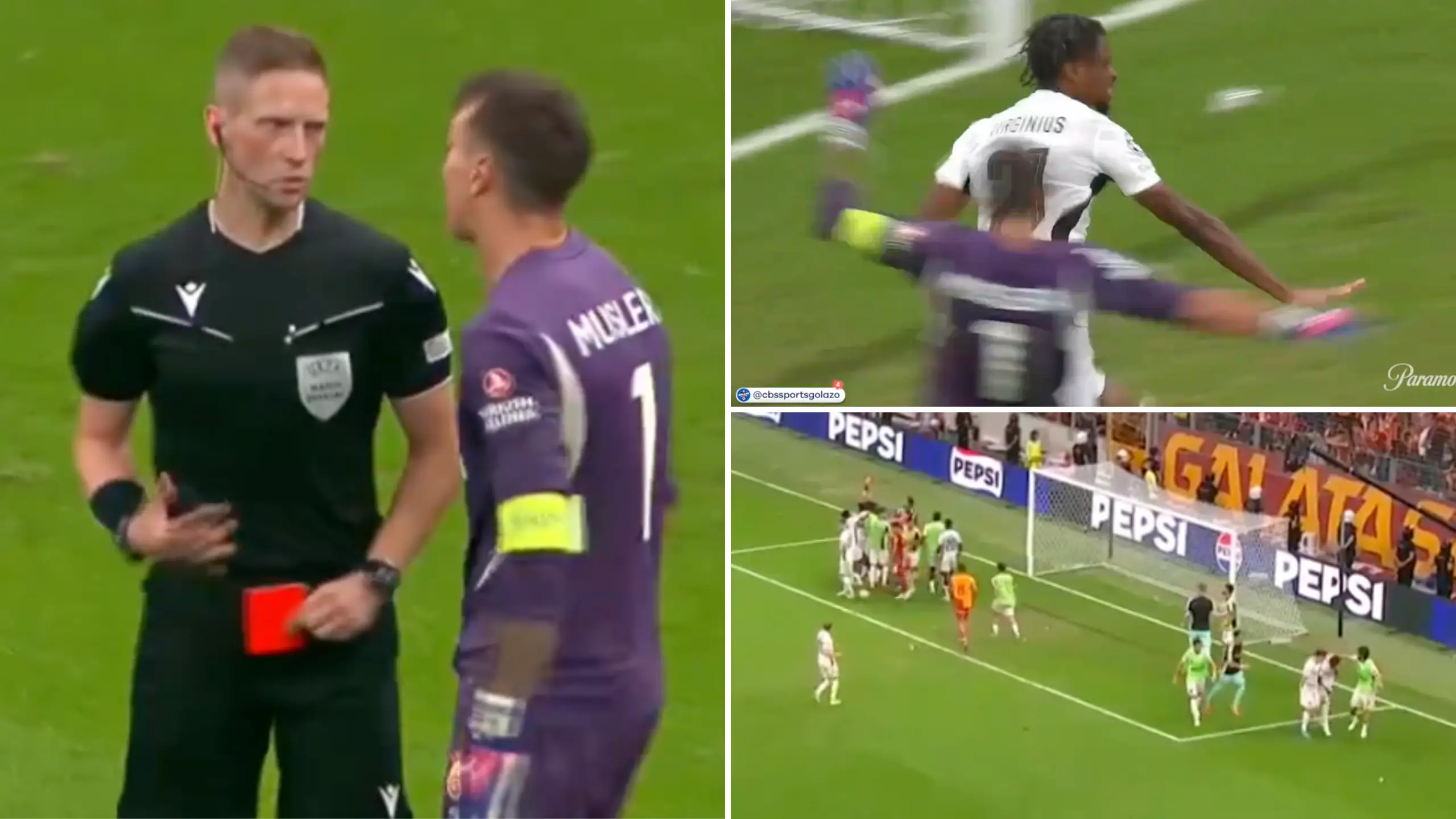 Chaos in the Champions League as Galatasaray goalkeeper sparks ugly brawl after conceding goal