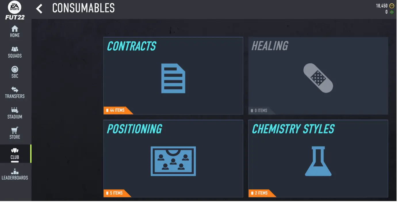 Web app: club > chemistry styles (EA Sports)