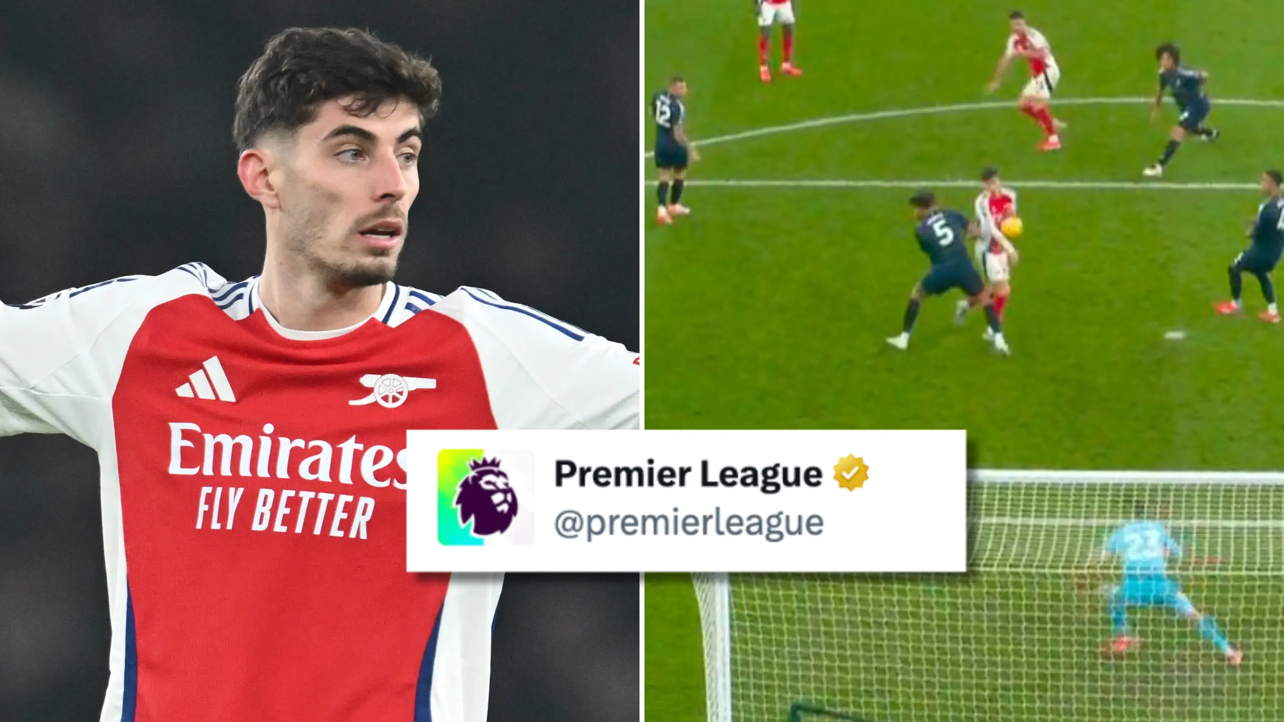 Arsenal fans aren't happy at what official Premier League account said about Kai Havertz disallowed goal vs Aston Villa