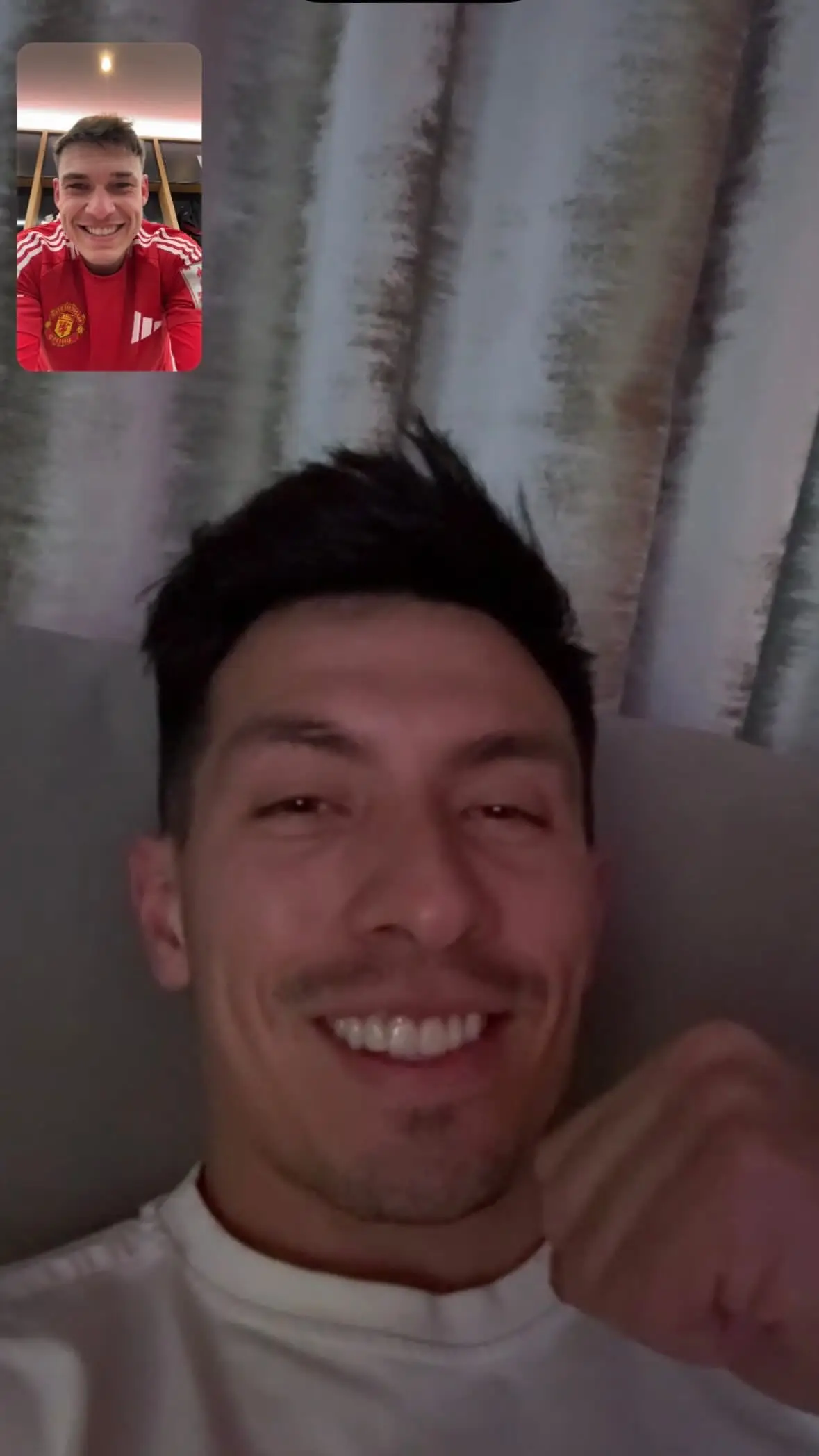 Ugarte called Martinez on Facetime from the Old Trafford dressing room. Image credit: Instagram/ugartemanu