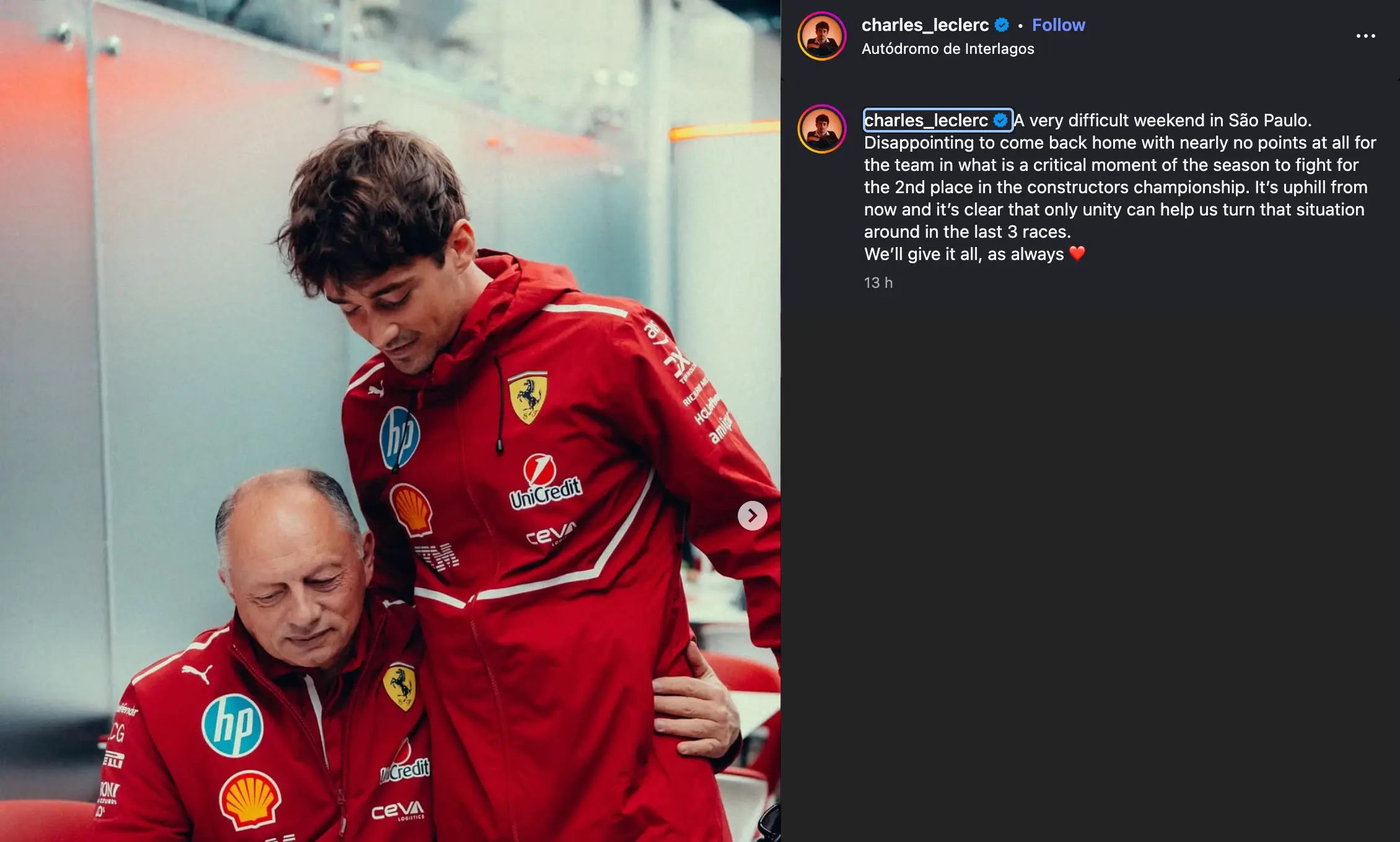 Image: Instagram/@charles_leclerc