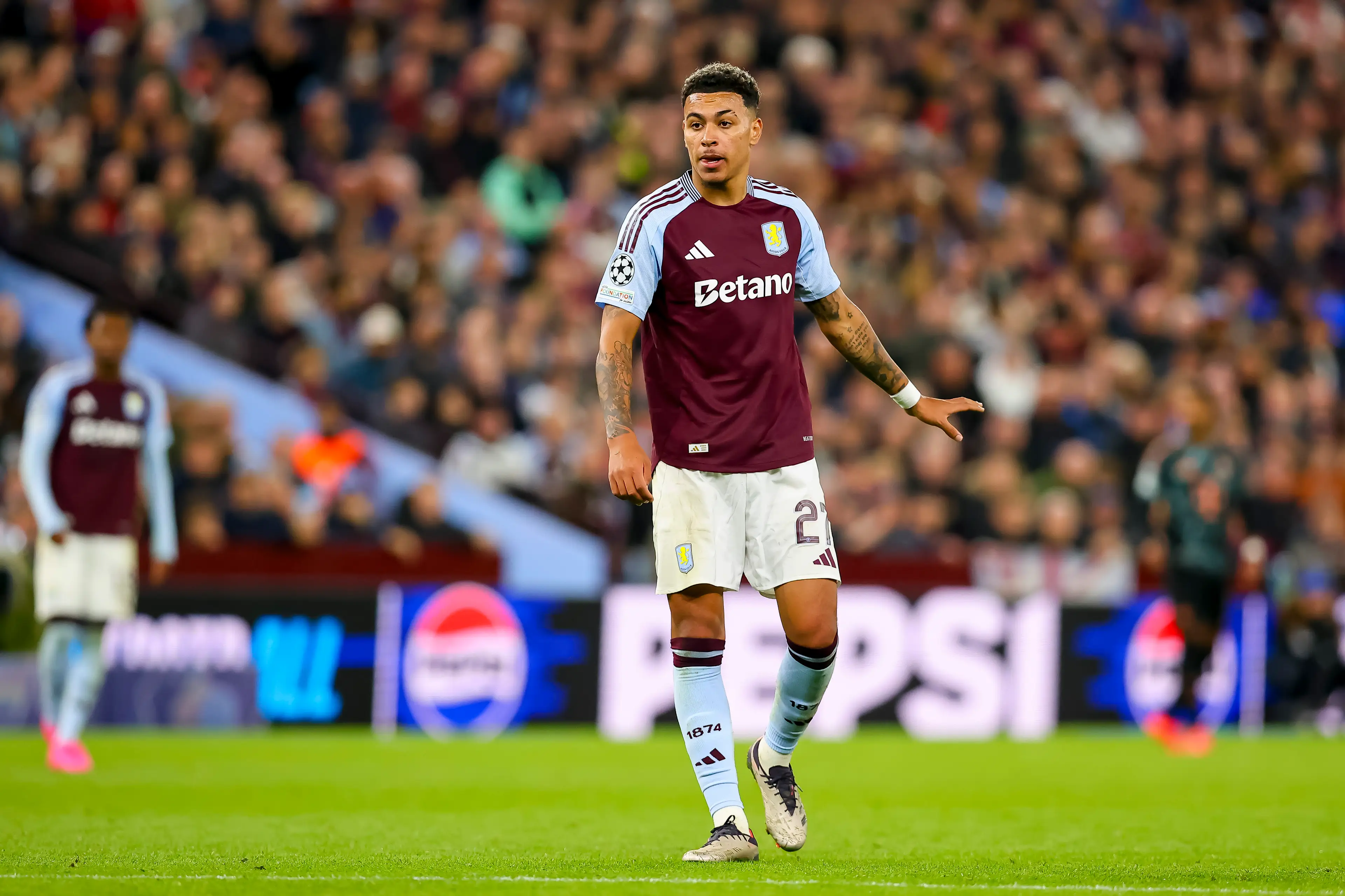 Morgan Rogers in action for Aston Villa in the Champions League. Image: Getty