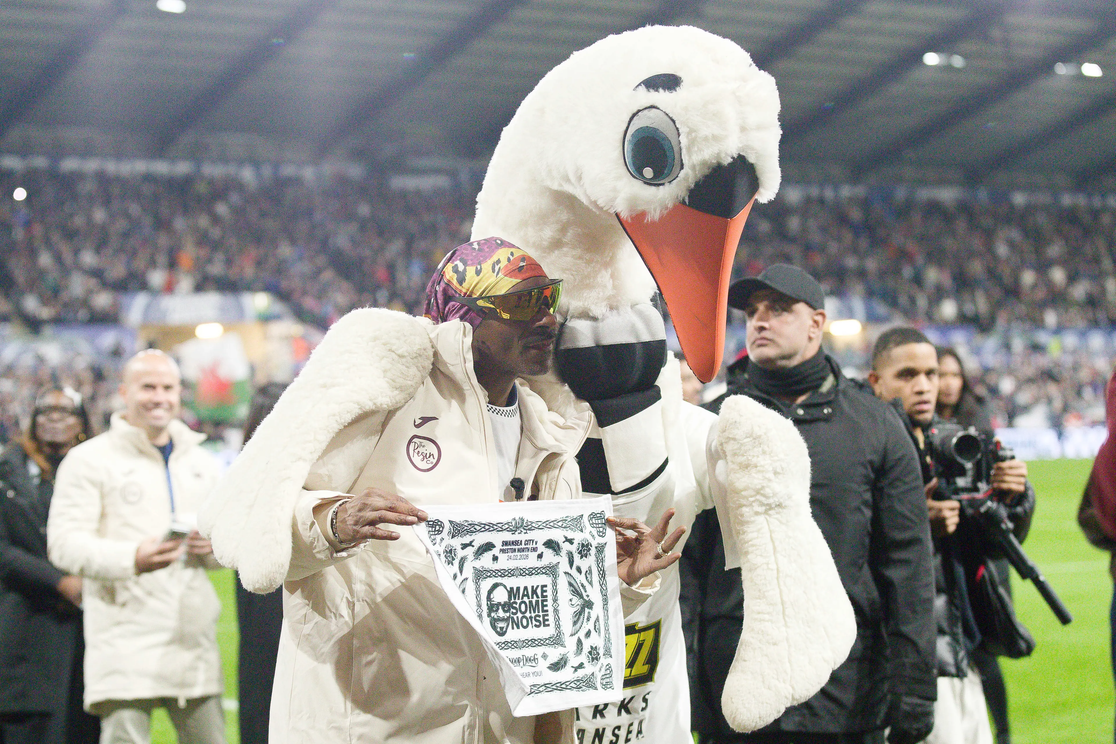 Snoop Dogg was presented to Swansea fans pre-match (Image: Getty)