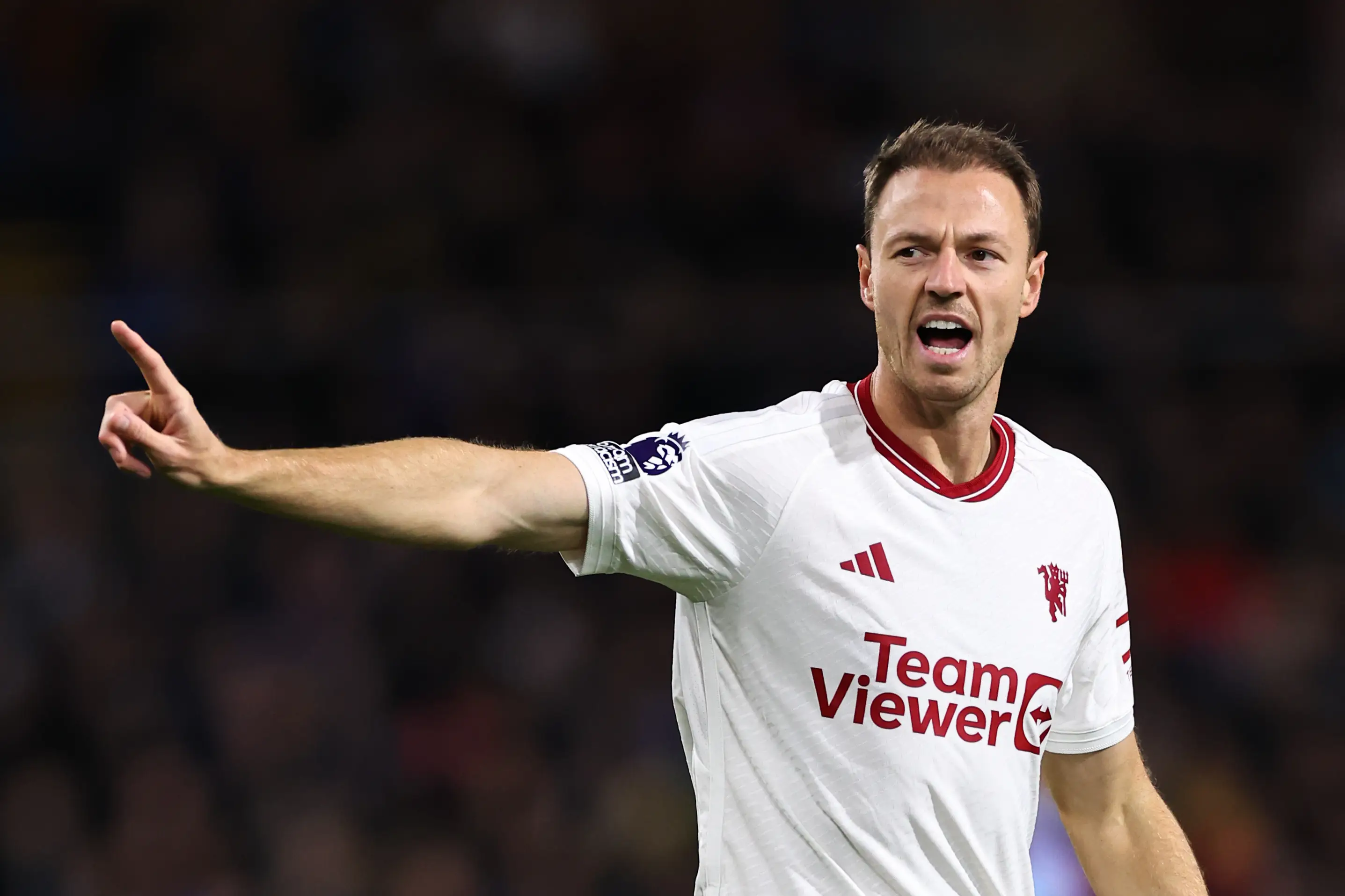 Jonny Evans in action against Burnley. Image: Getty 