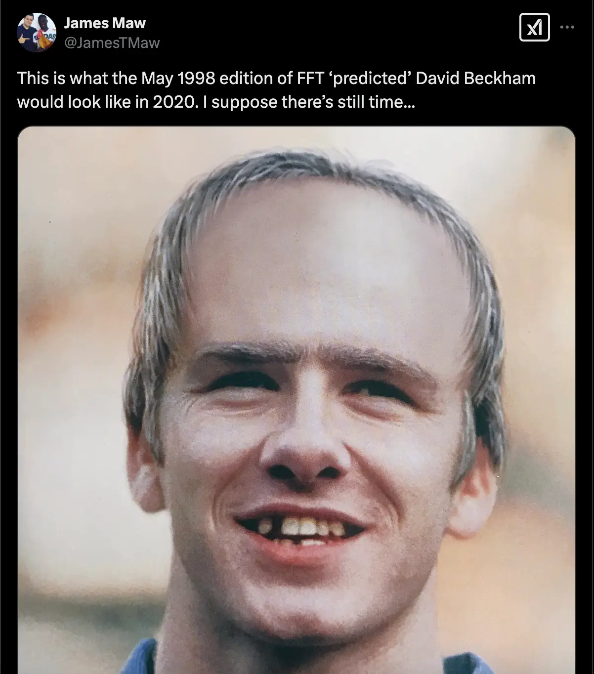 David Beckham's predicted look (Image: FourFourTwo)