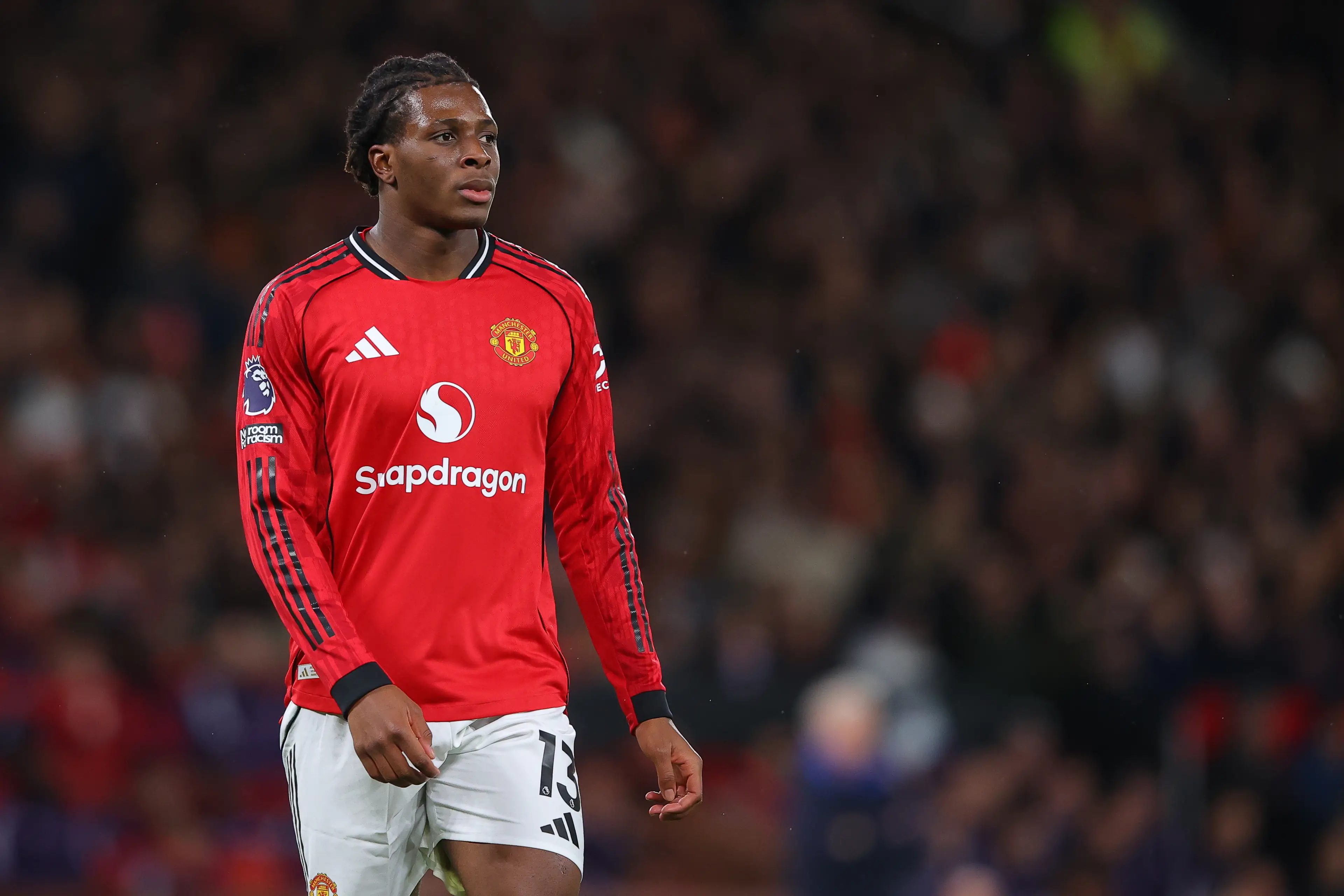 Patrick Dorgu in action against Everton. Image: Getty