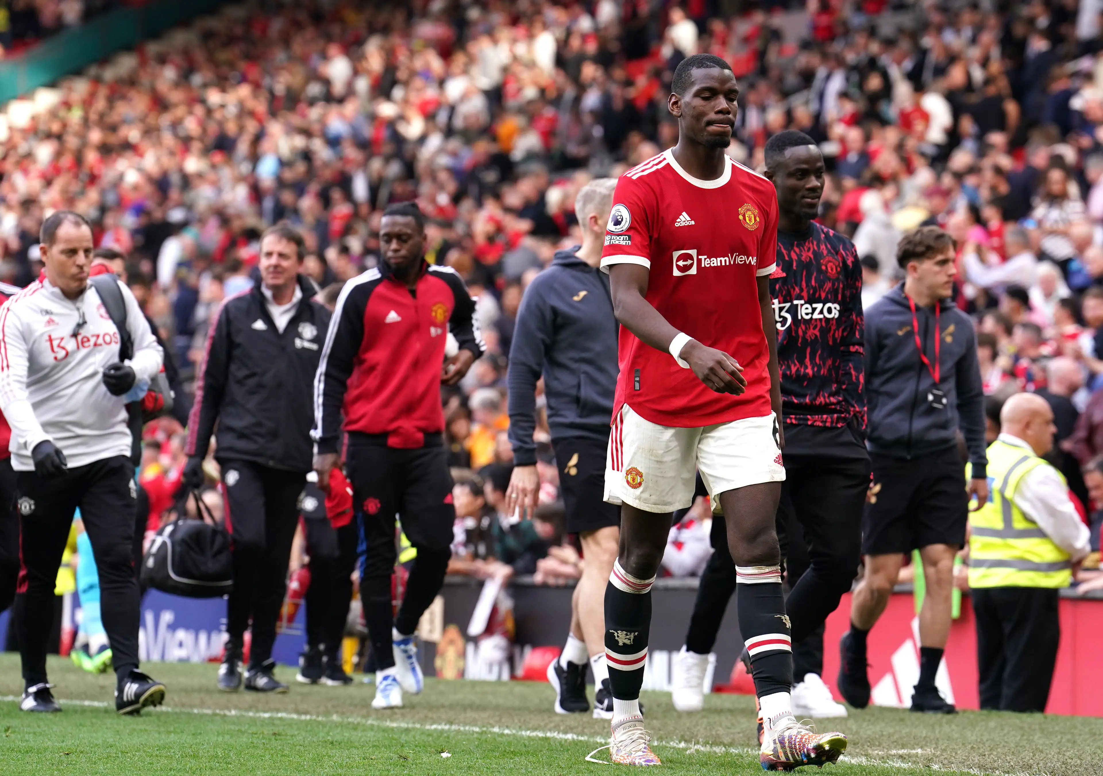 Pogba was booed again as he headed towards the tunnel at the end of the match (Image: PA)