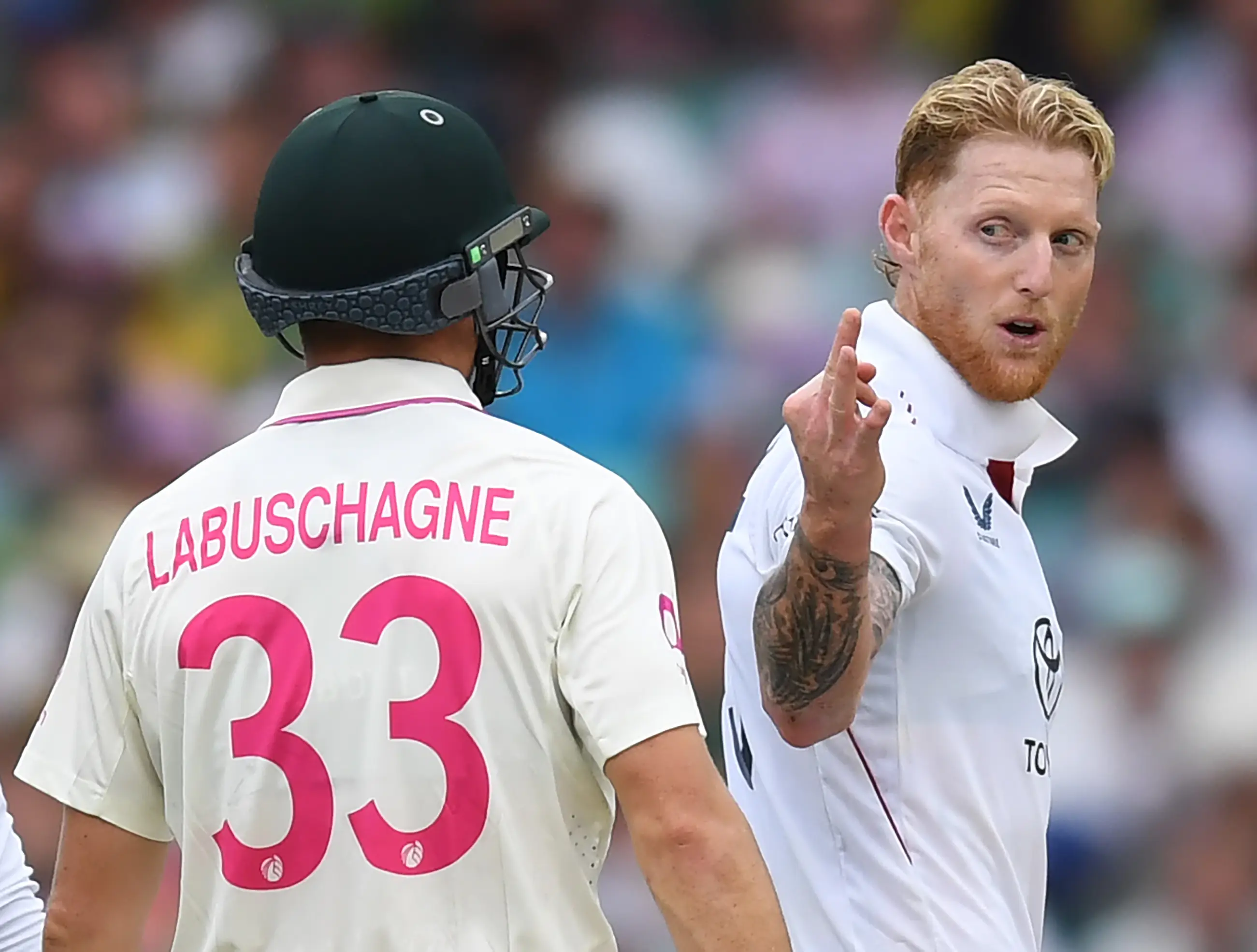 Ben Stokes had a go at Marnus Labuschagne for appearing to distract him during his run-up. Image: Getty