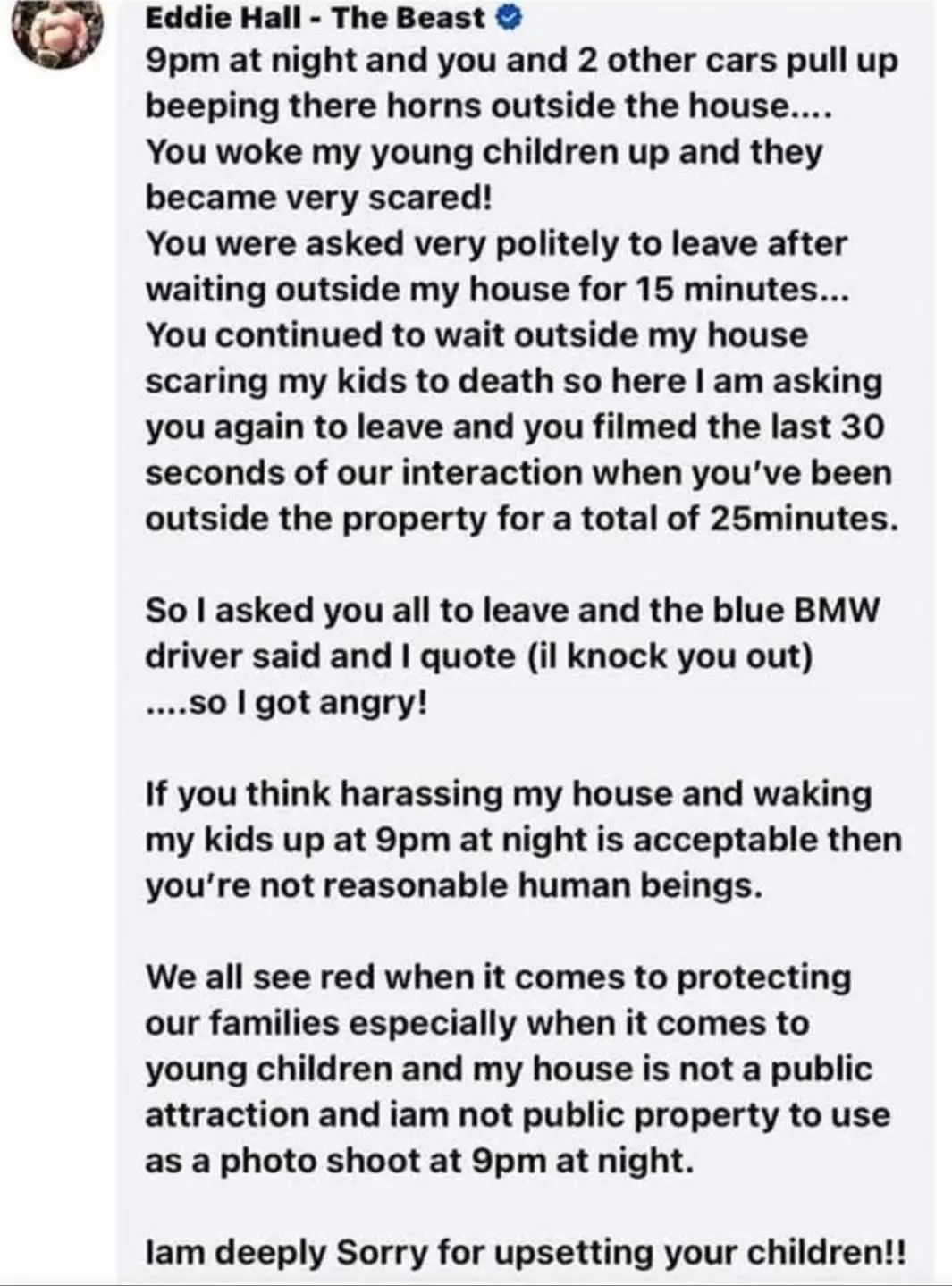 Image: Facebook/Eddie Hall