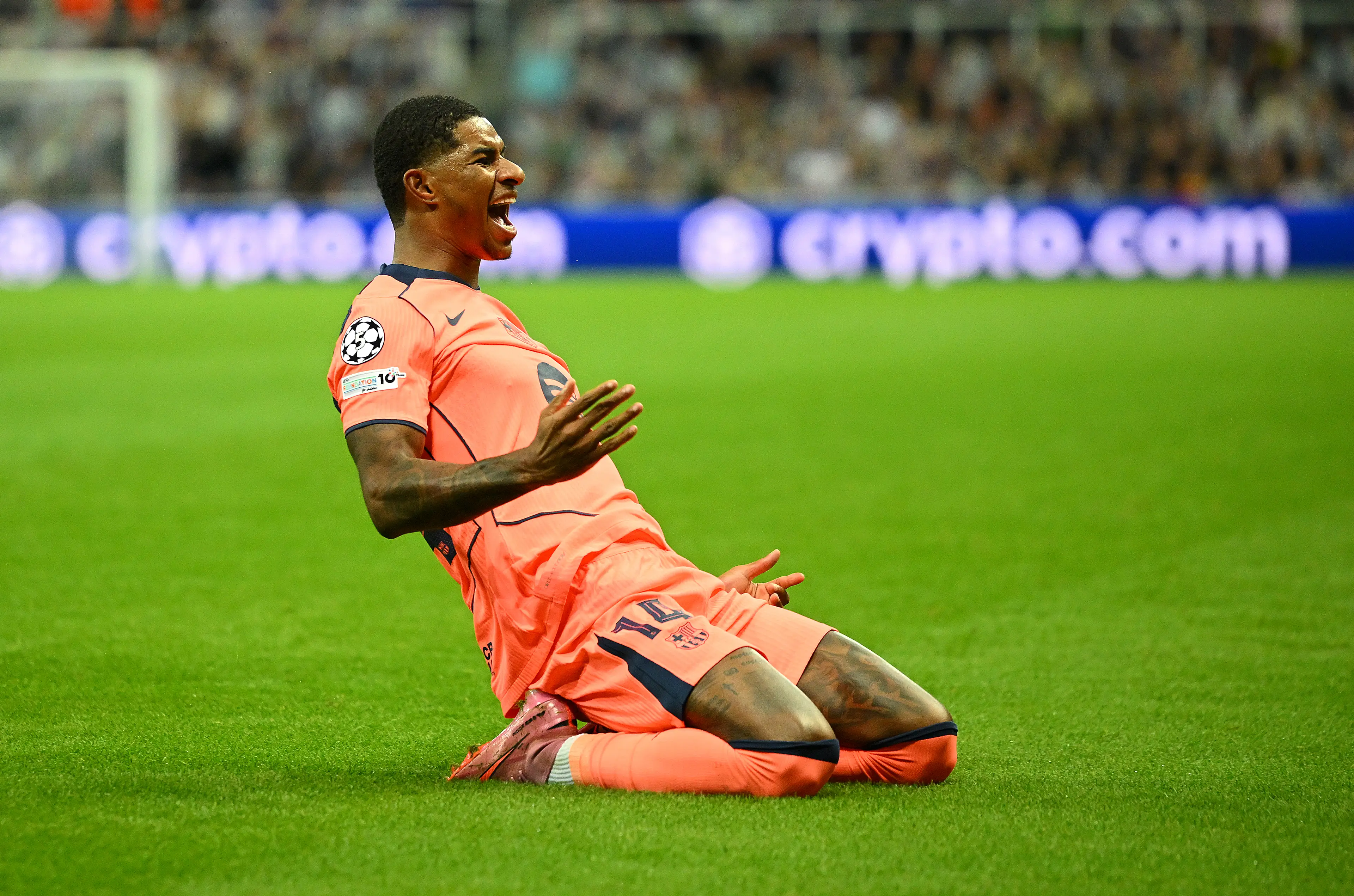 Marcus Rashford celebrates scoring a goal against Newcastle United. Image: Getty 