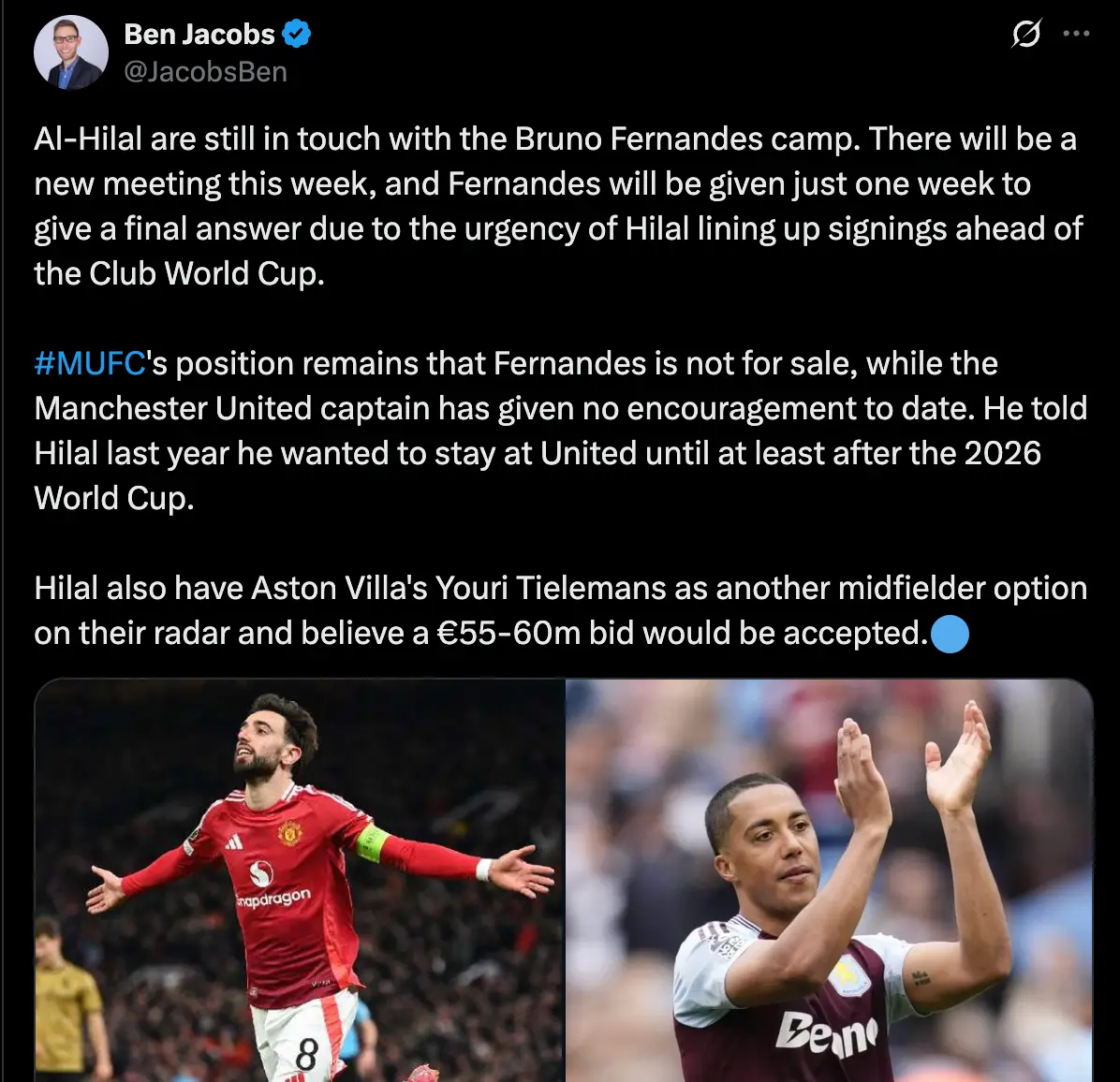 Fernandes' future has taken a new twist (Image: Twitter/@BenJacobs)