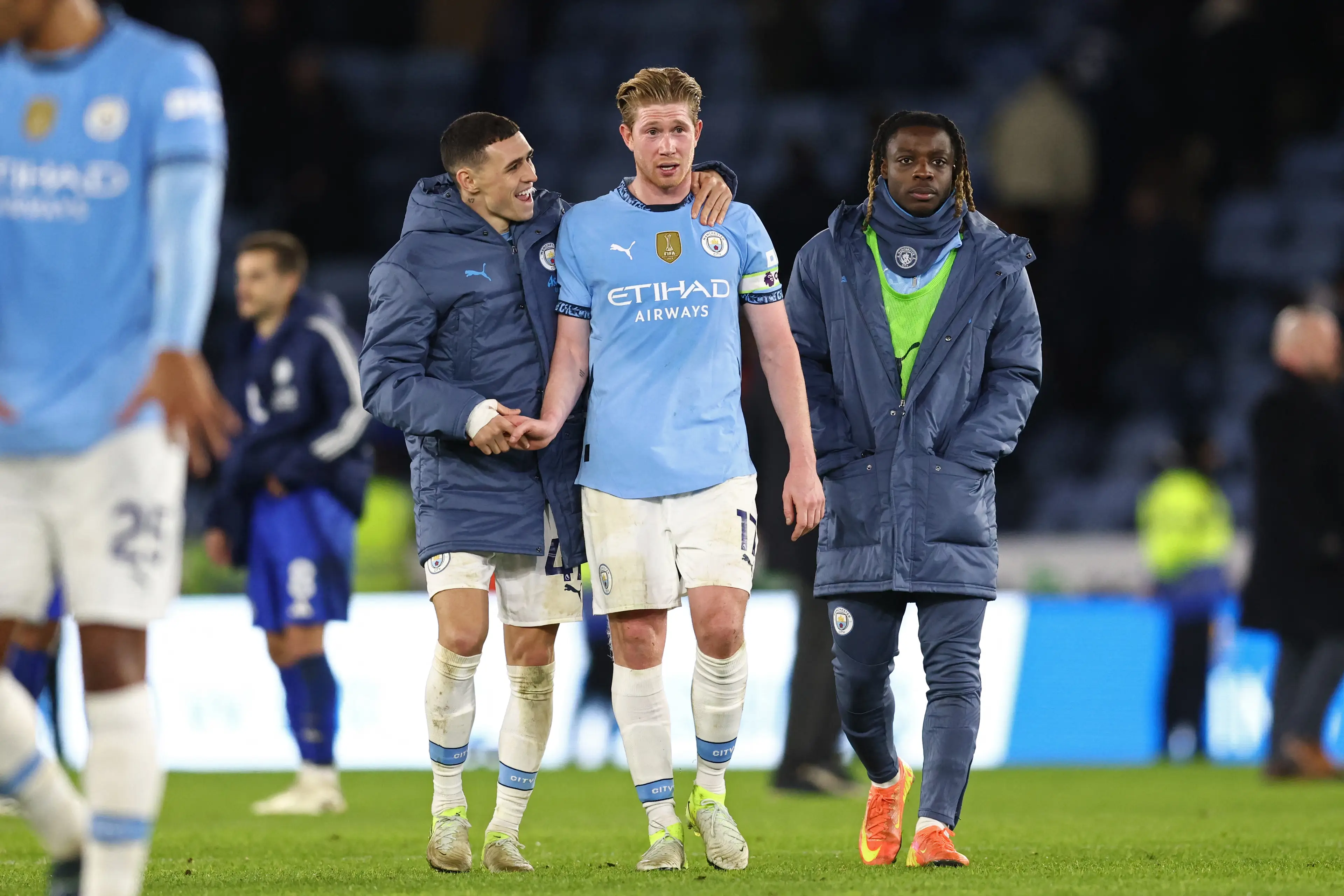 Kevin De Bruyne had the captain's armband despite Kyle Walker entering the fray. Image: Getty
