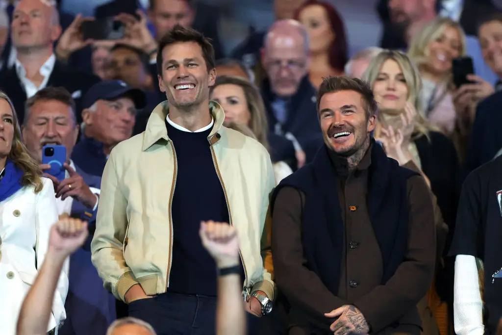 Tom Brady was spotted watching Wrexham v Birmingham City alongside David Beckham. (Image: Getty)