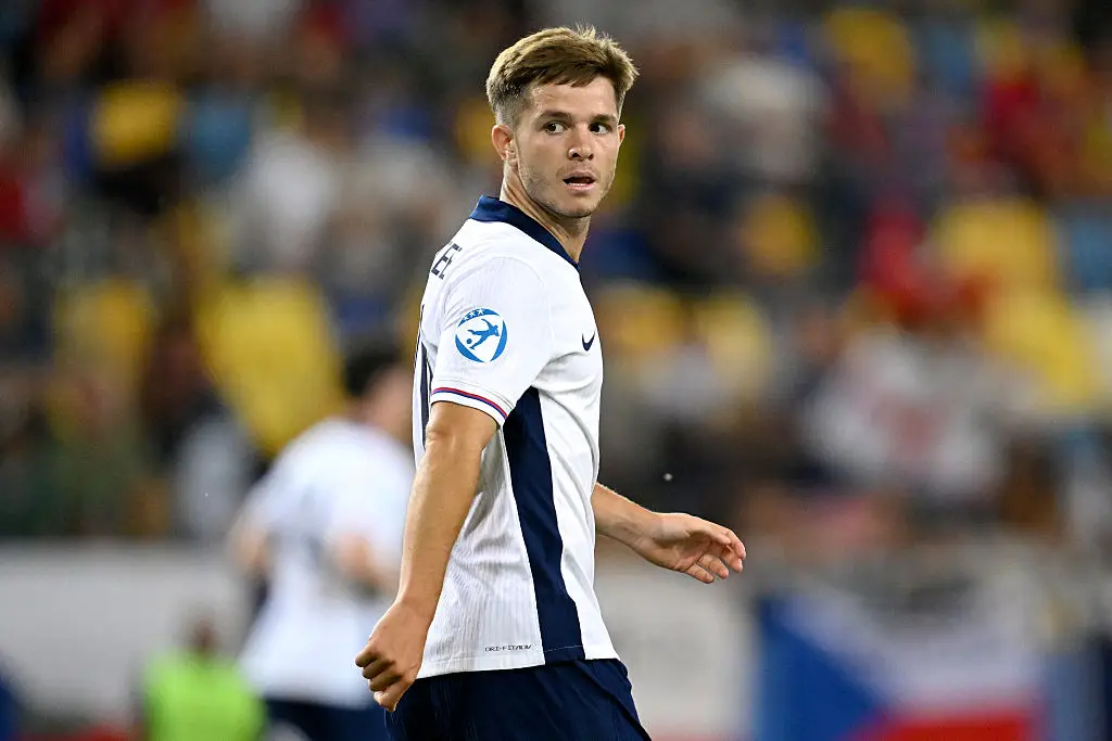 Man City midfielder James McAtee in action for England U21 (Image: Getty)