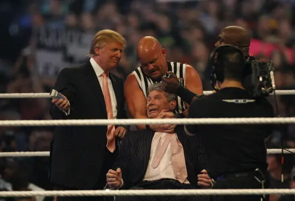 Trump shaved McMahon's head at WrestleMania 23 (Image: Getty)