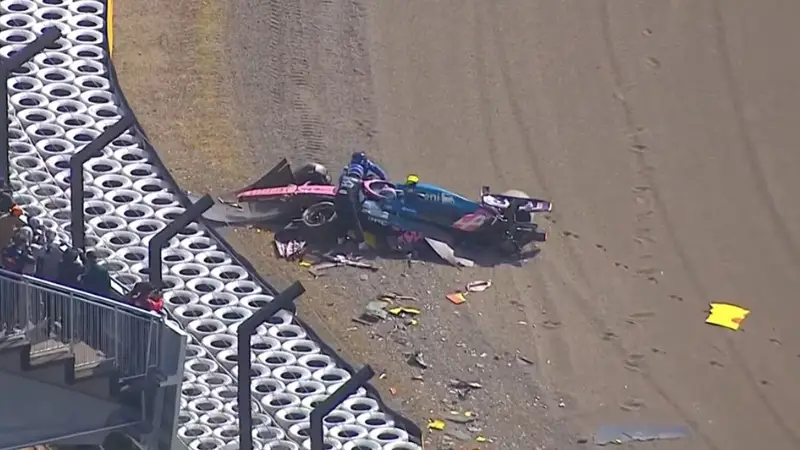 Japanese GP practice immediately red-flagged after huge crash just minutes into session