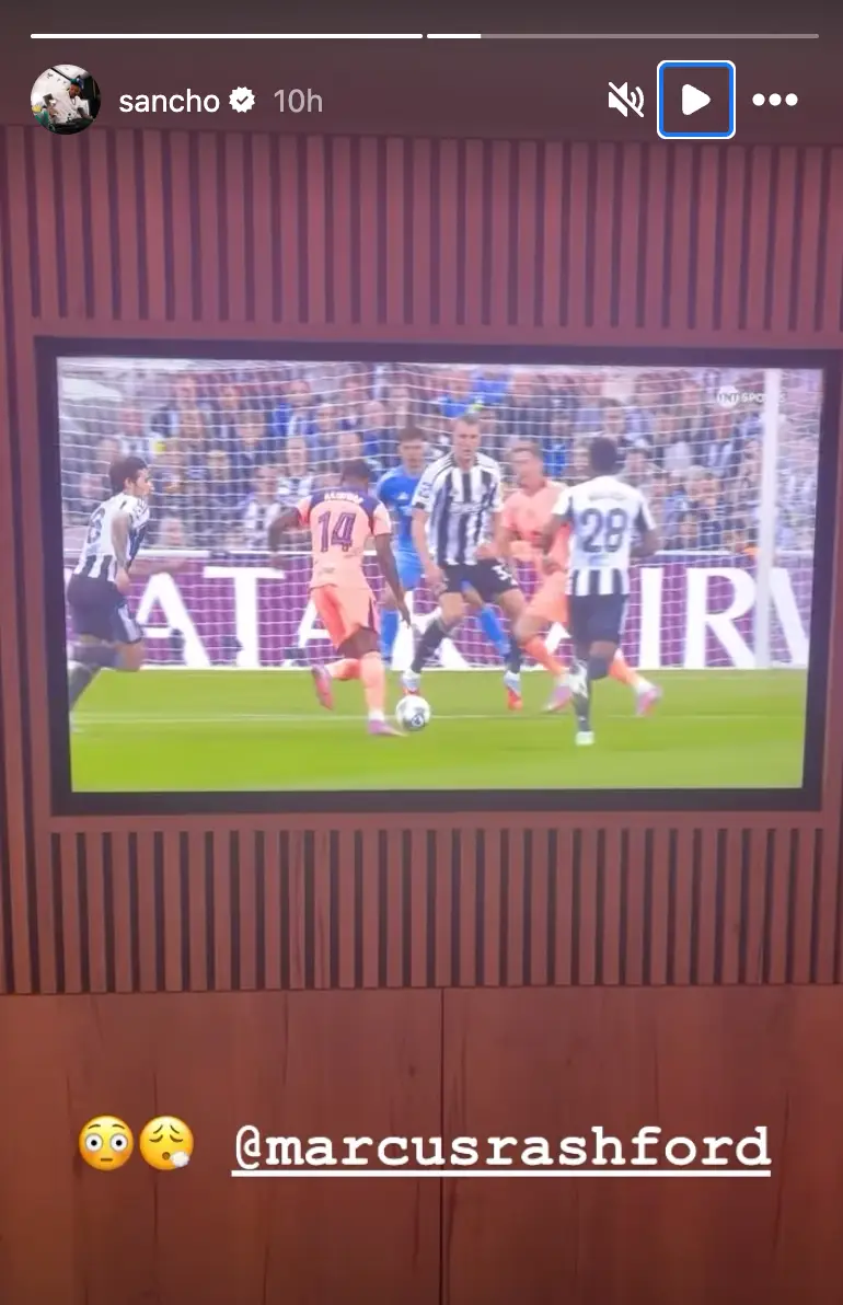 Sancho dedicated an Instagram story post to his teammate. Image credit: Instagram/sancho