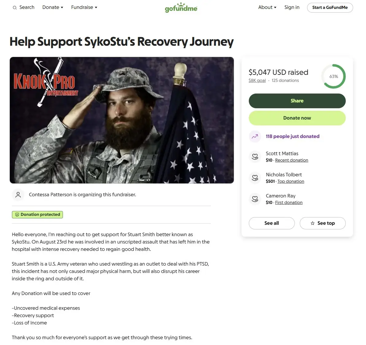 A GoFundMe account has been set up for Stuart Smith. Image: GoFundMe