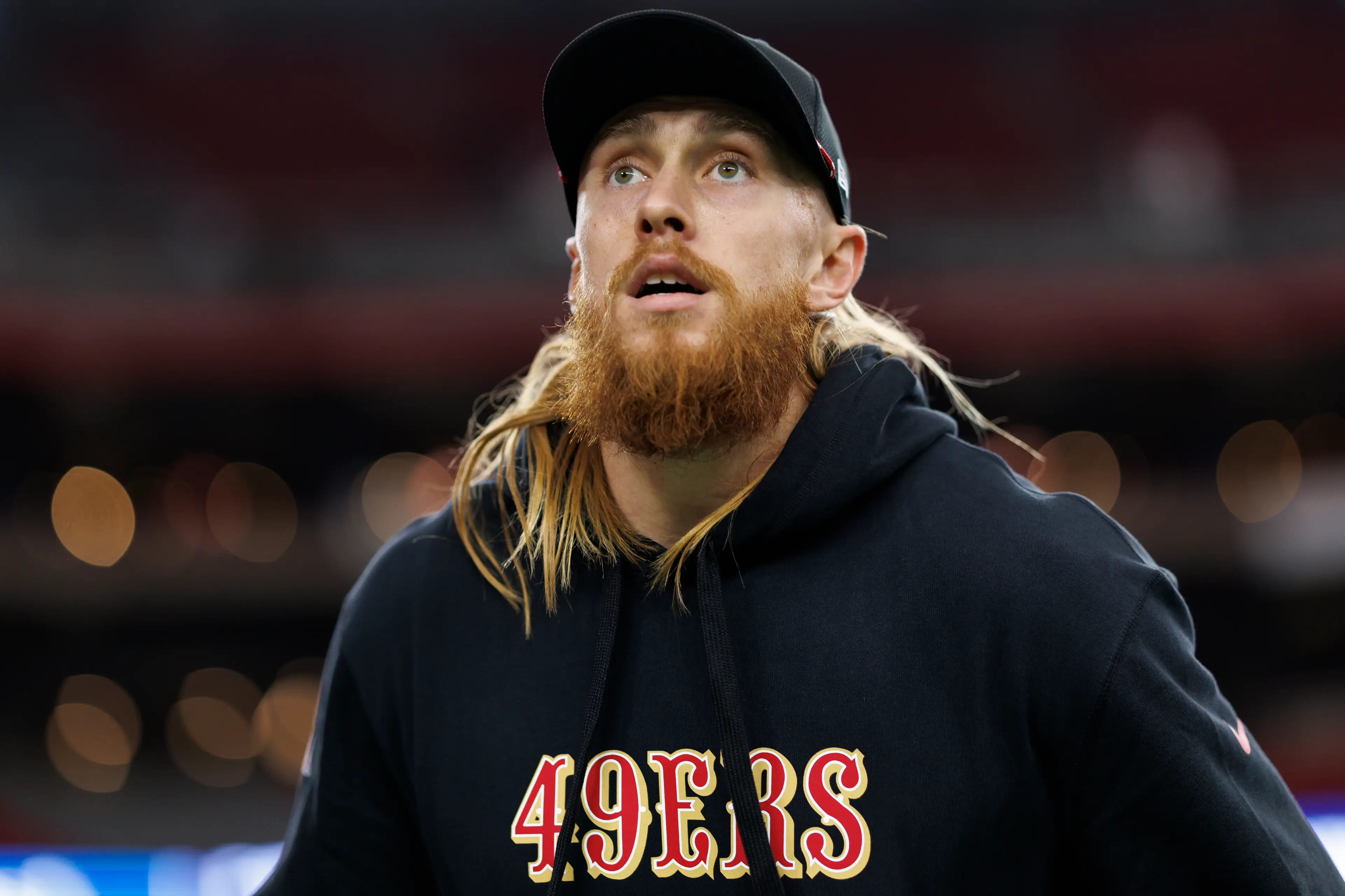 George Kittle has overtaken Travis Kelce as the highest-paid tight end in the NFL. Image: Getty 