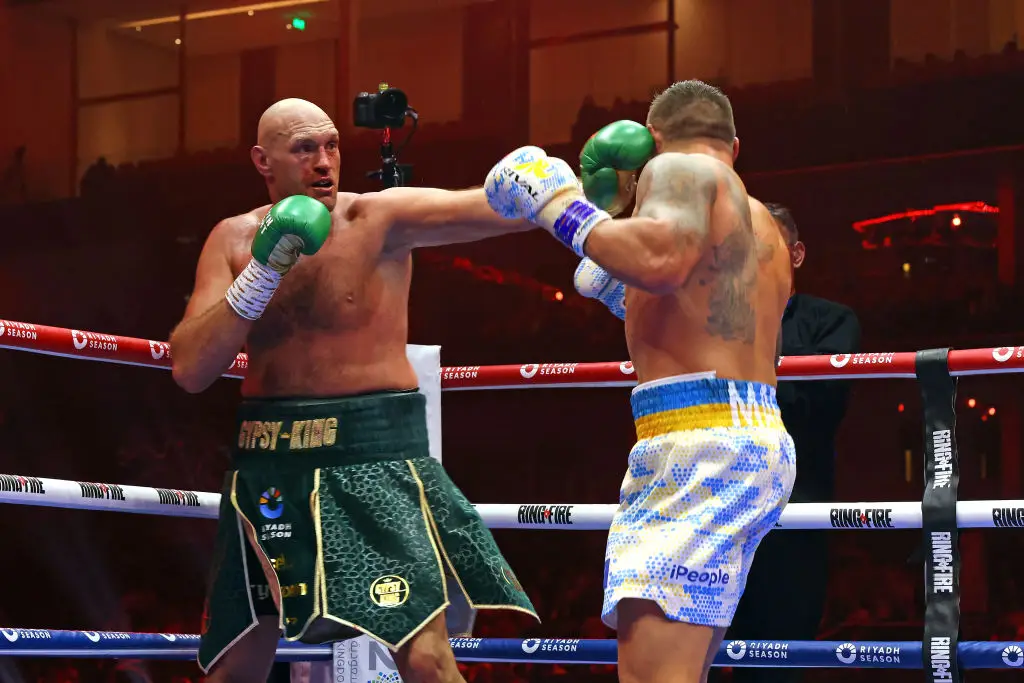 Tyson Fury was pushed onto the ropes of the ring against Oleksandr Usyk (Credit:Getty)