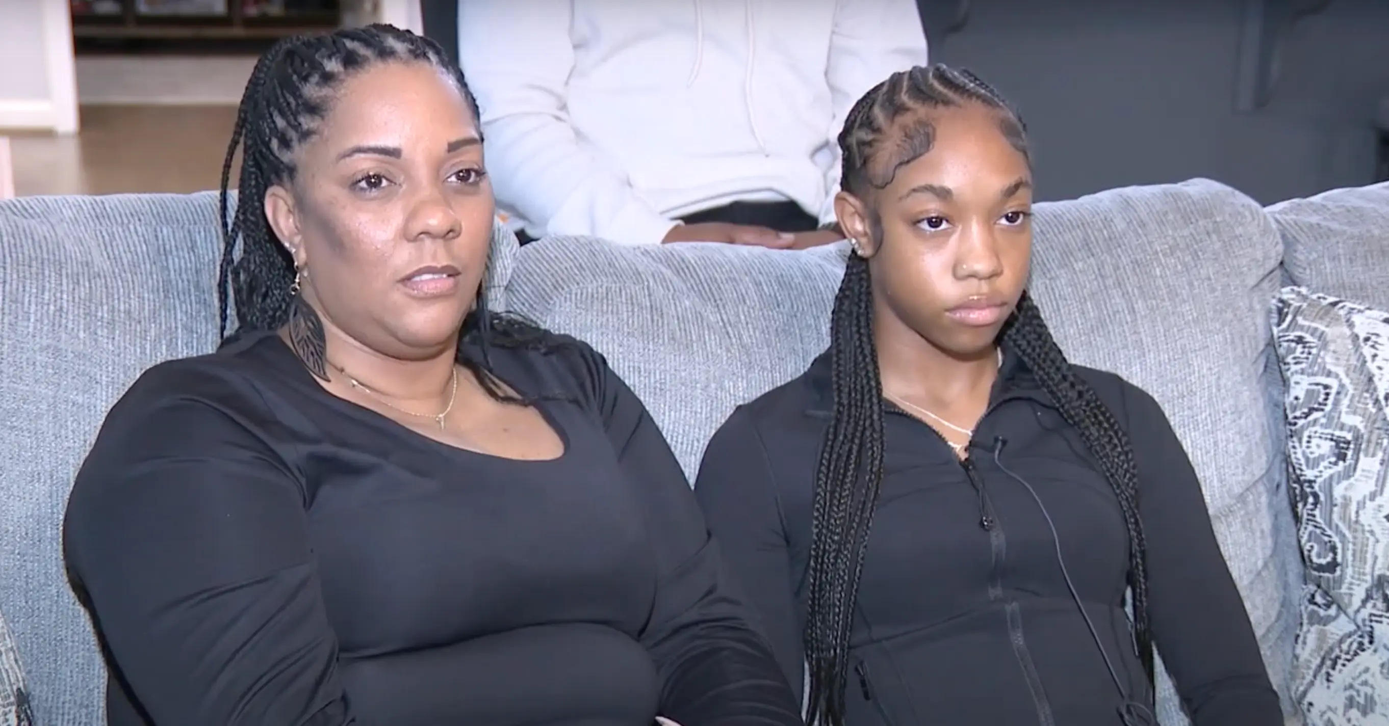 Tucker and her mother did a TV interview after the shocking incident. Image: WSET ABC 13