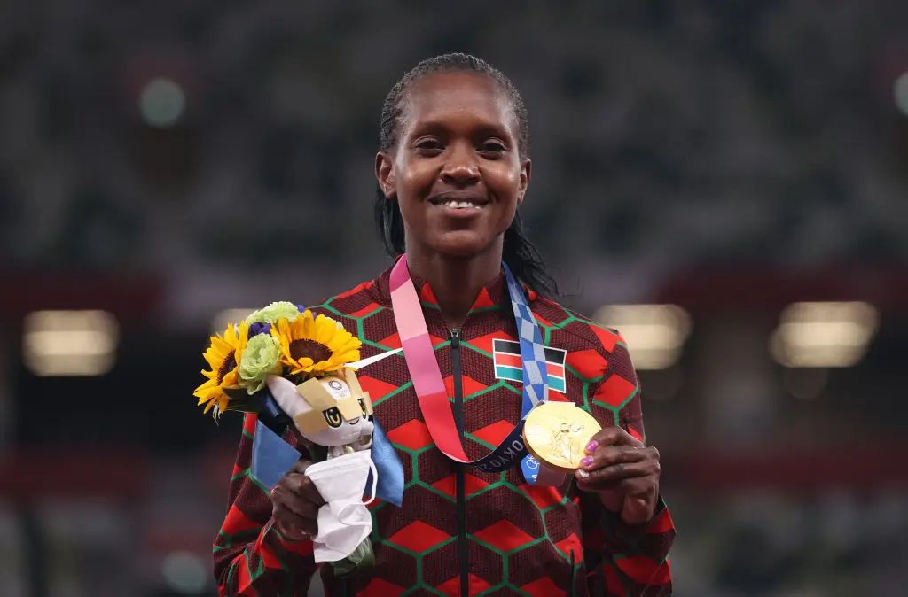 Faith Kipyegon won gold in the Women's 1500m event at the Tokyo 2020 Olympic Games. (Image: Christian Petersen/Getty Images)