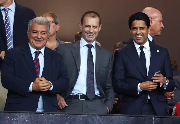 UEFA president Aleksander Ceferin (centre) pictured (Image: Getty)