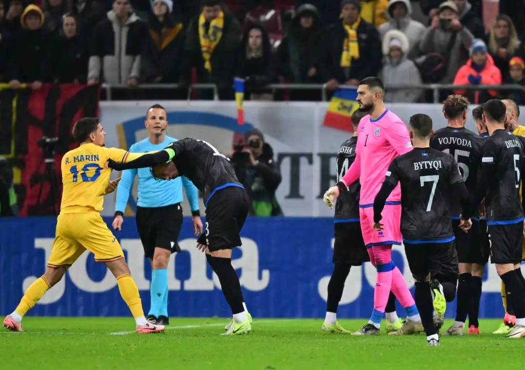 Kosovo players abandoned their Nations League match against Romania in extra-time of the second half due to alleged pro-Serbia chants. (Image: Getty)